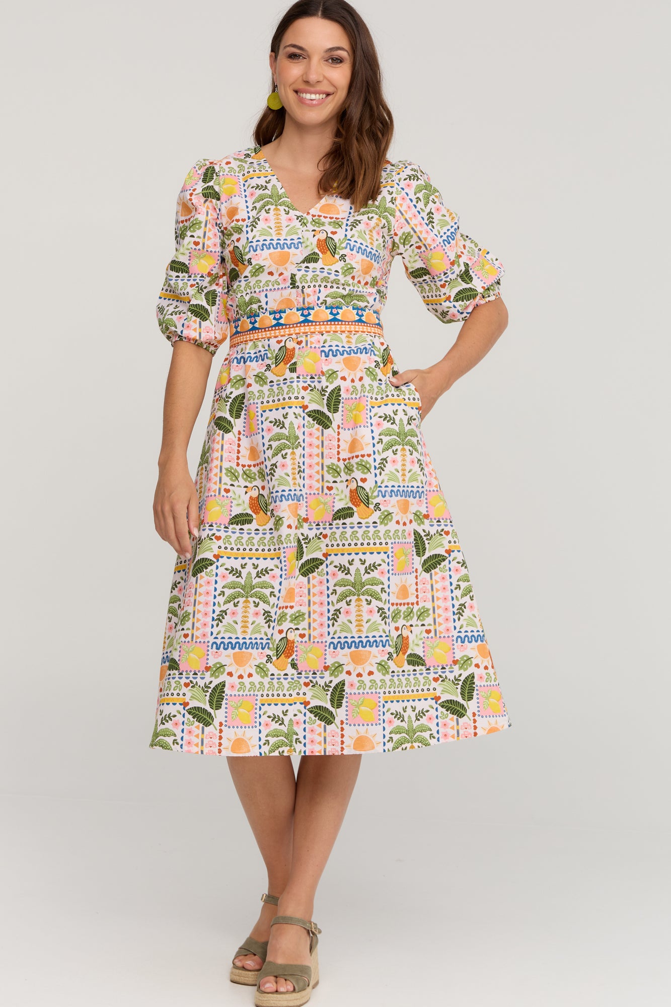 Mina Dress Tropical Patchwork