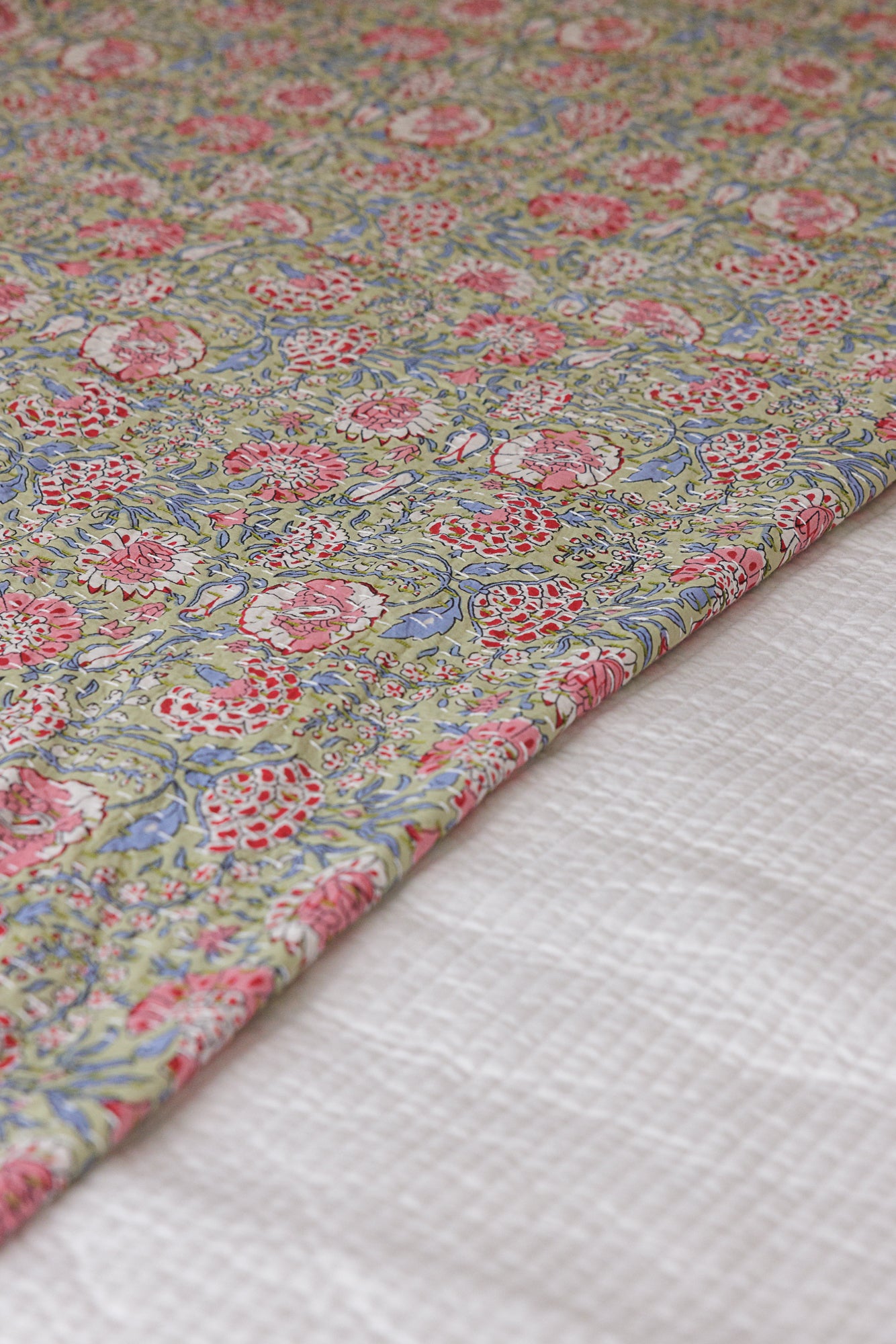 Kantha Quilt Pastel Roses