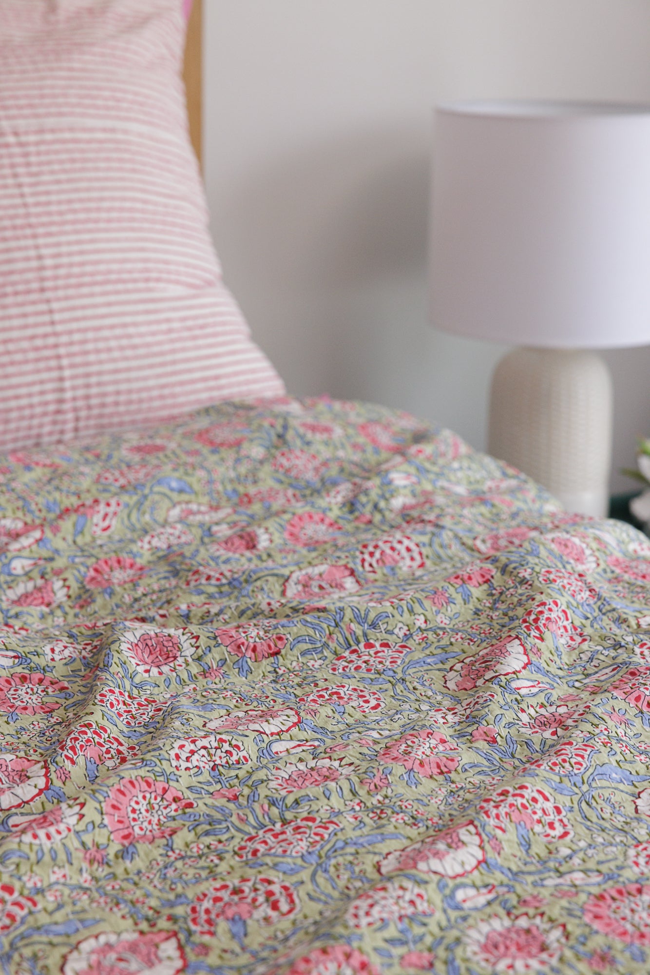 Kantha Quilt Pastel Roses