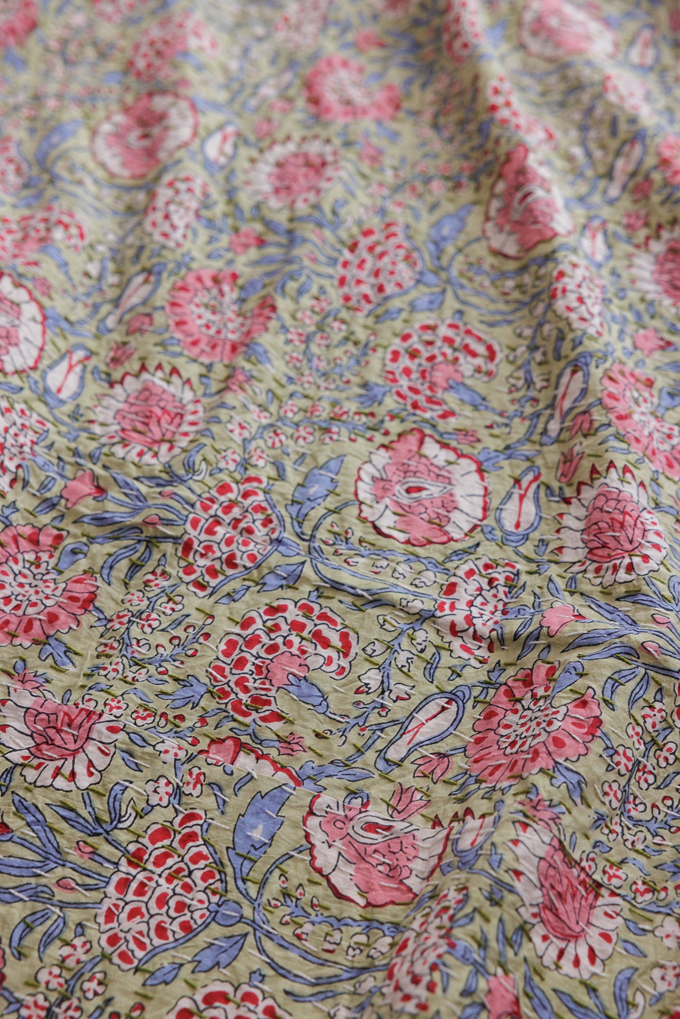 Kantha Quilt Pastel Roses