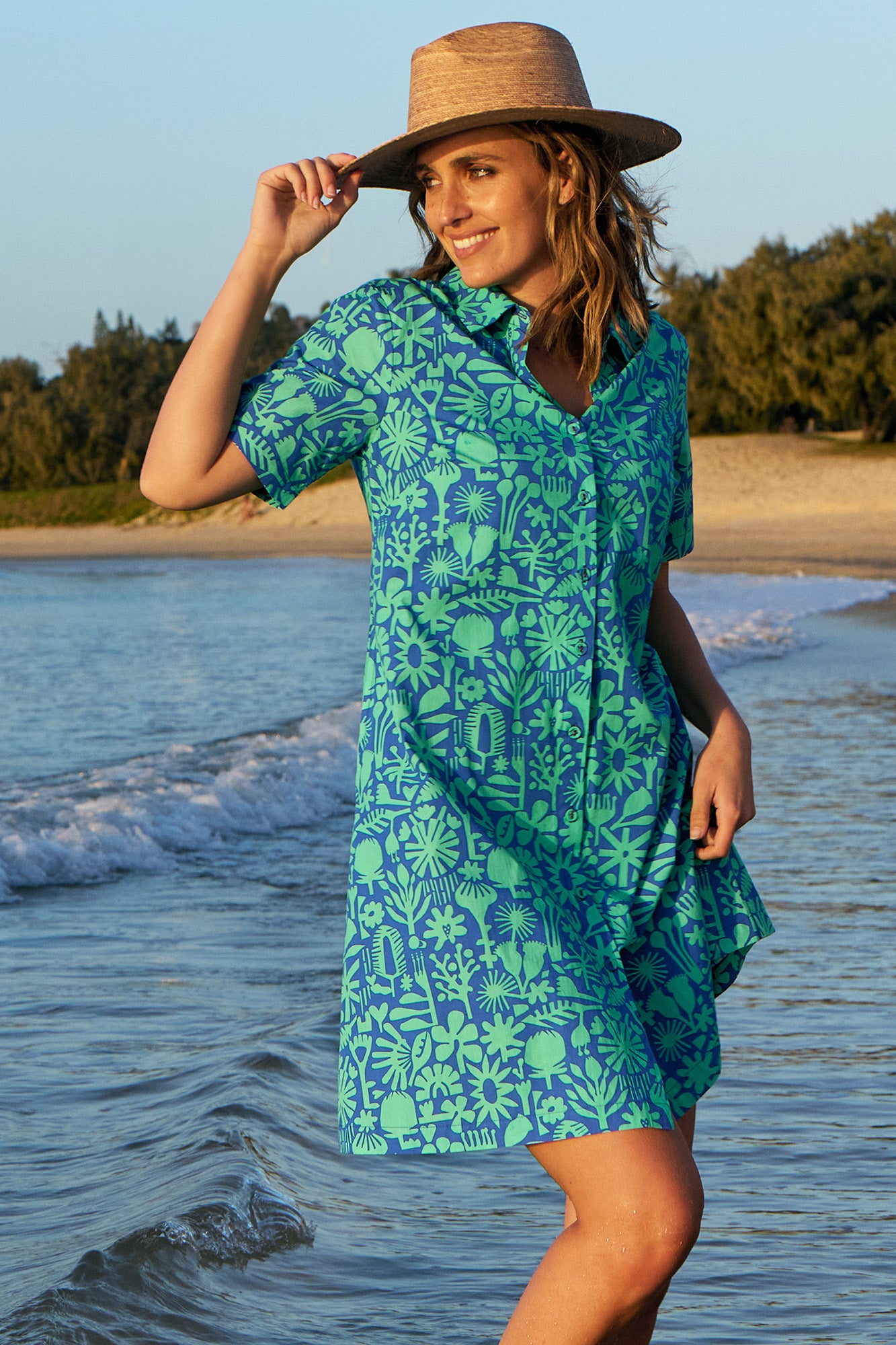Queenie Dress Bush Bloom Ocean Queenie Dress Bush Bloom Ocean