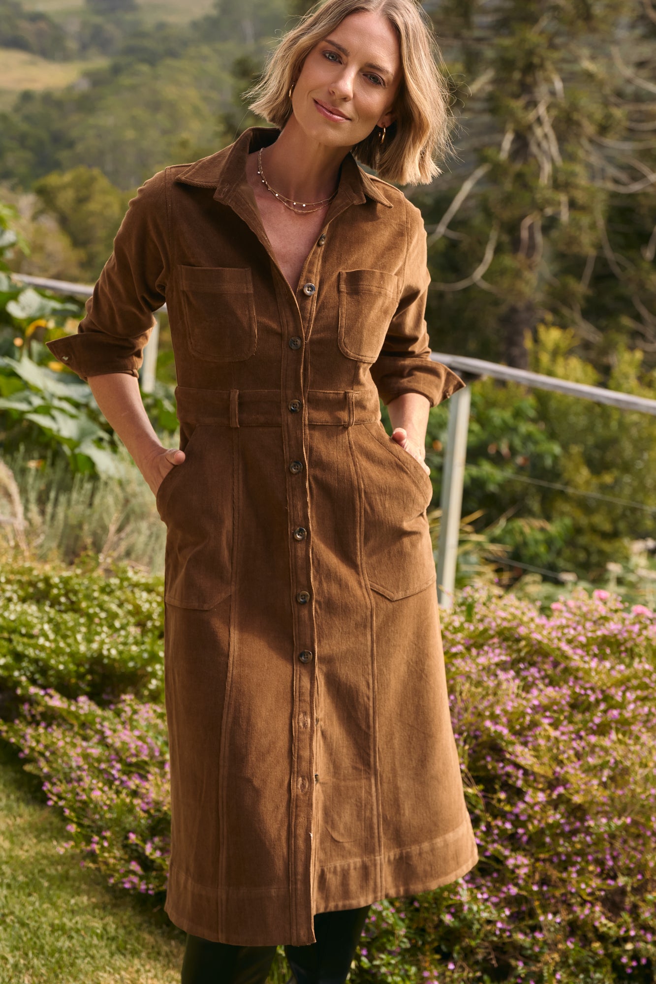 Rory Dress Toffee Brown Cord
