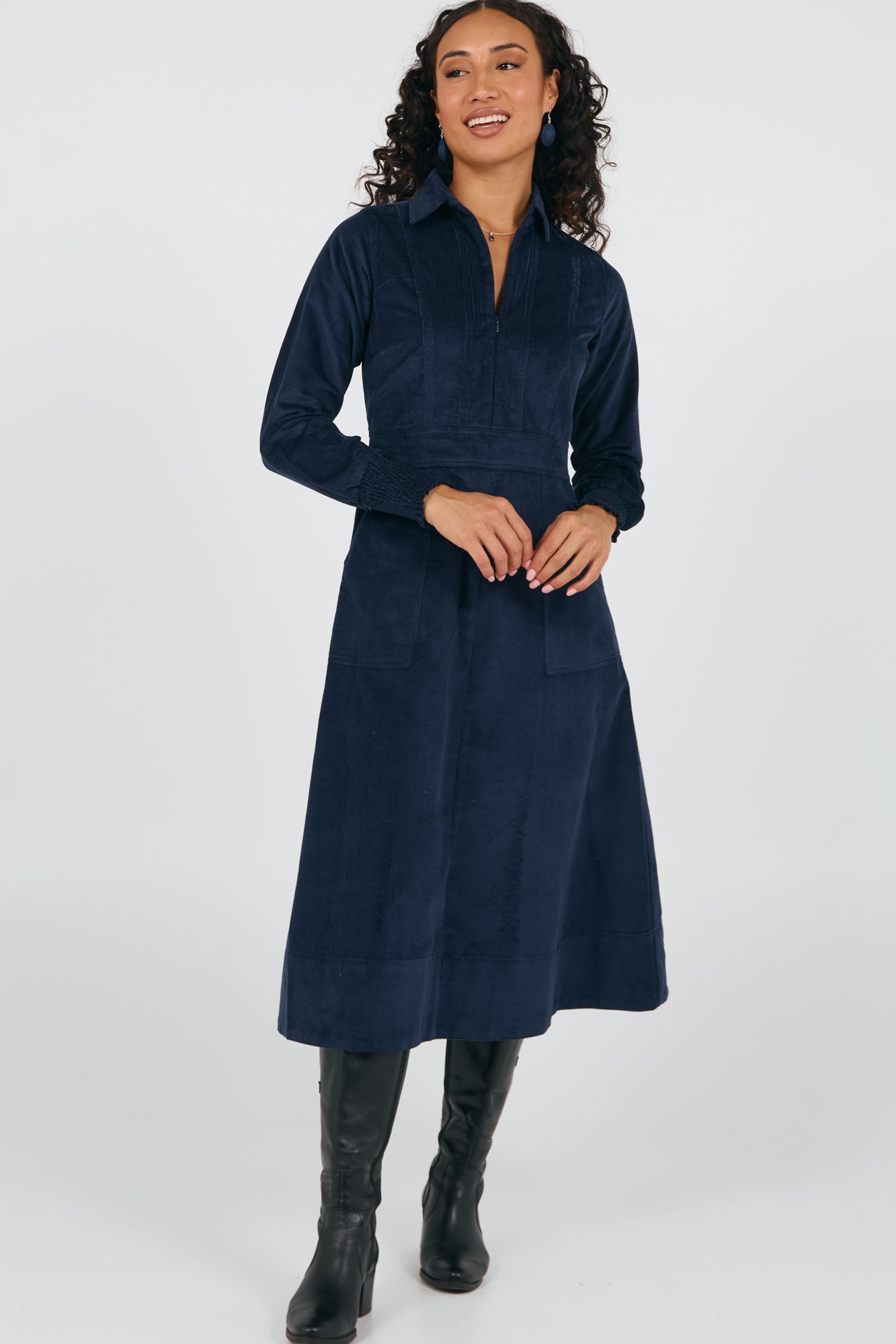 Ruben Dress Navy Cord