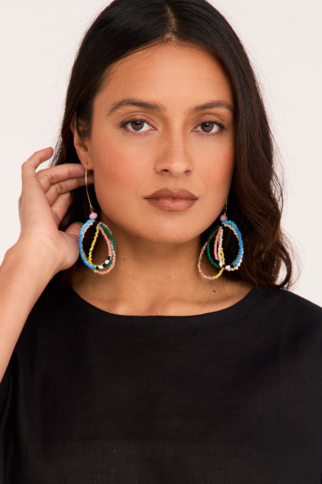 Seed Bead Hoop Earrings