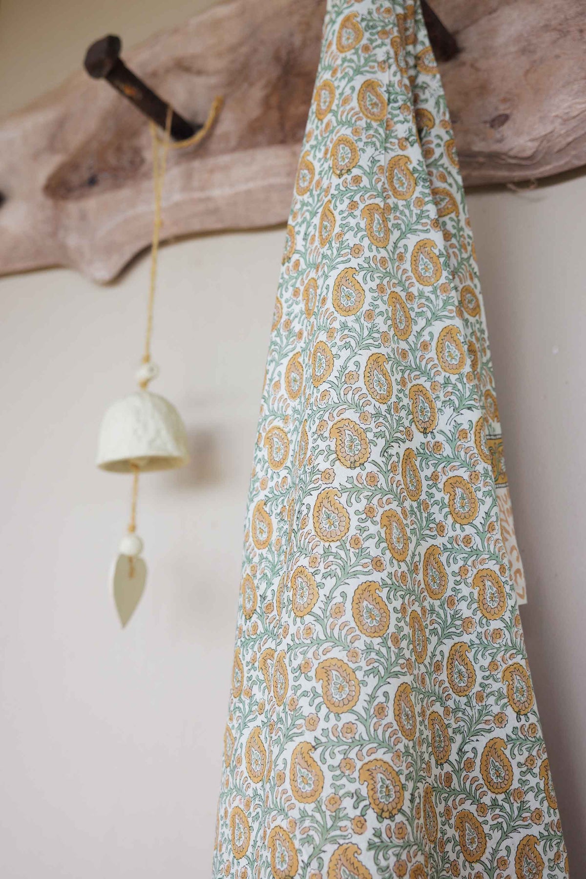 Hand Printed Sarong Saffron Paisley