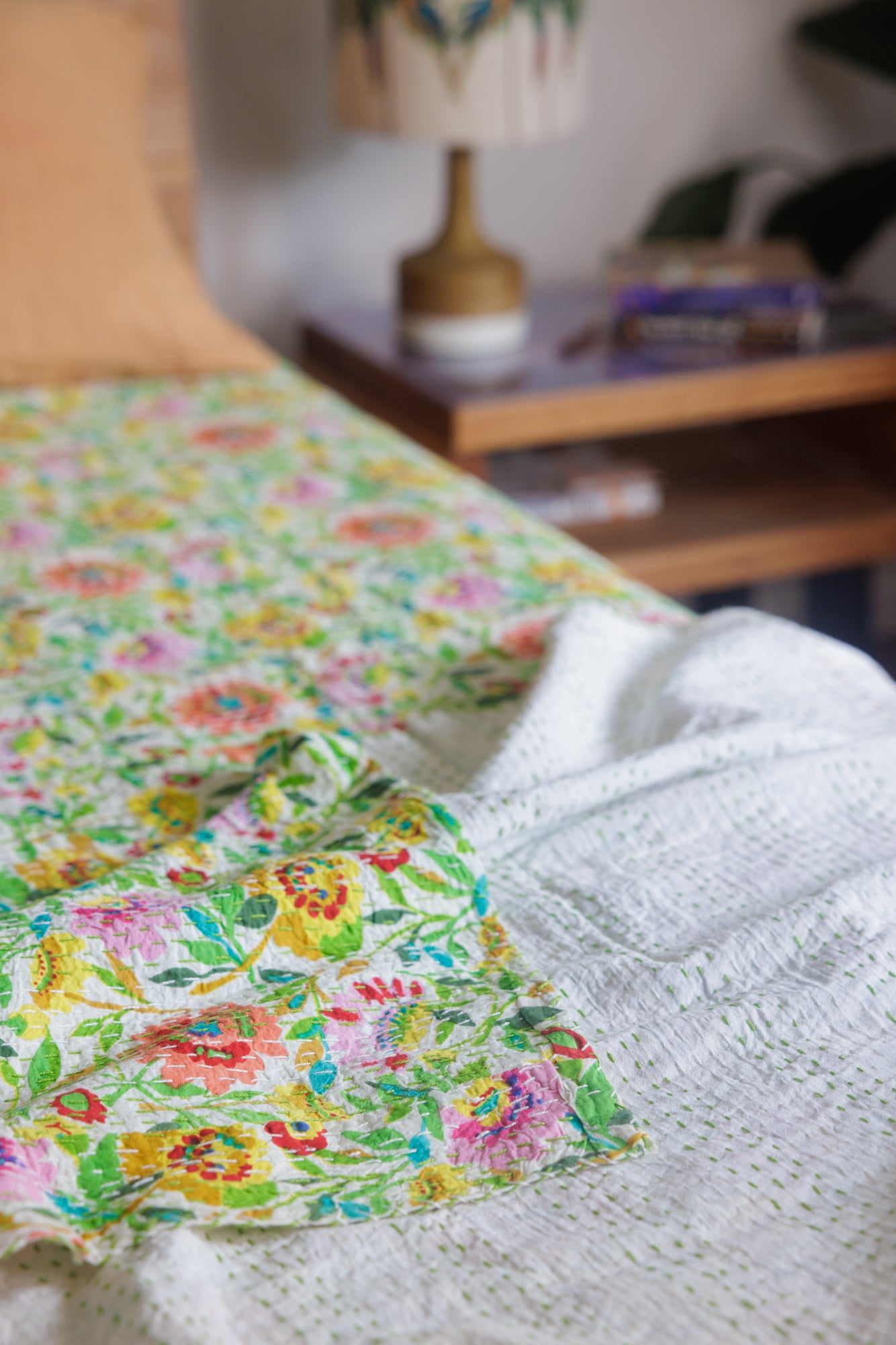 Kantha Quilt Spring Bloom