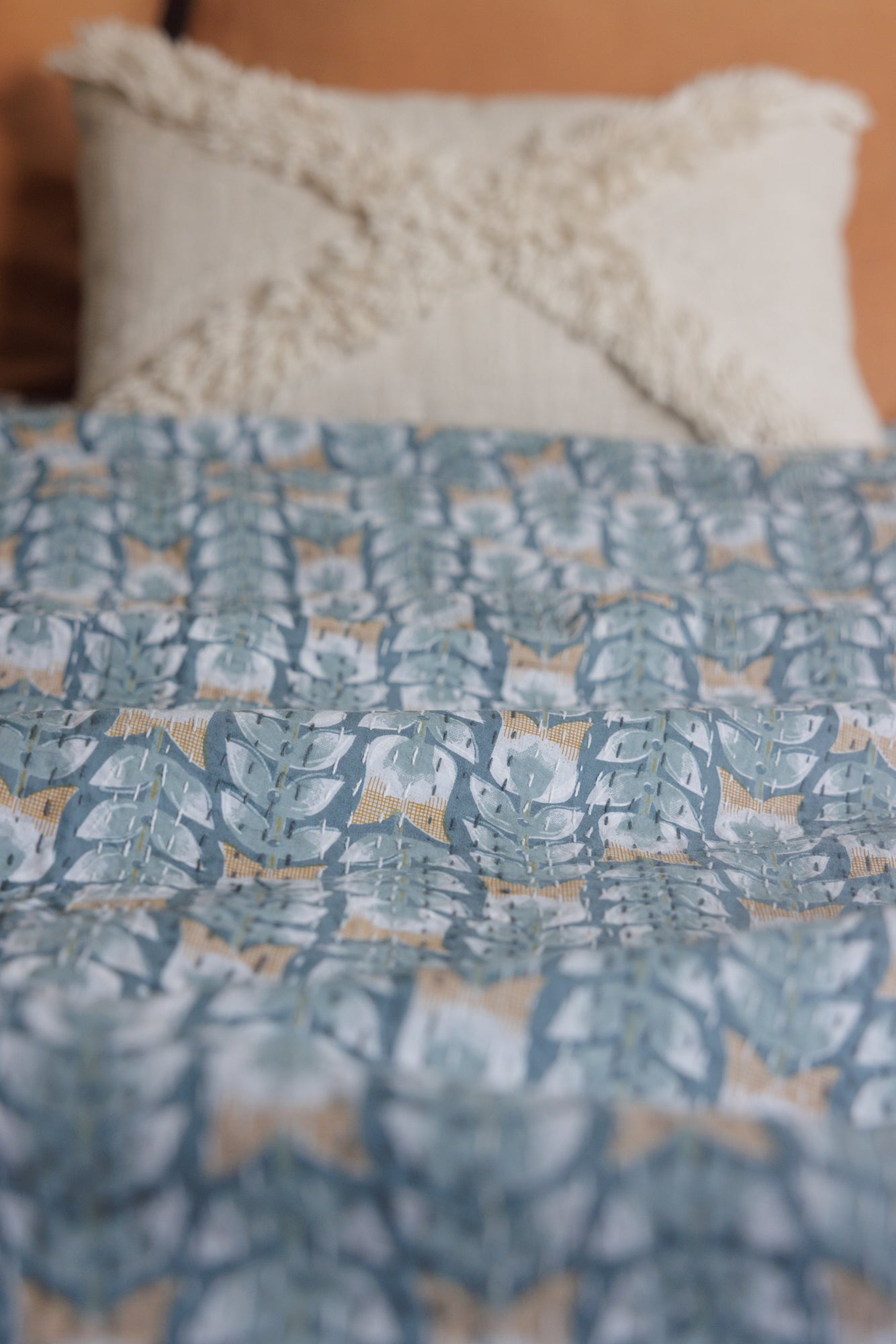 Kantha Quilt Tulipa Blues