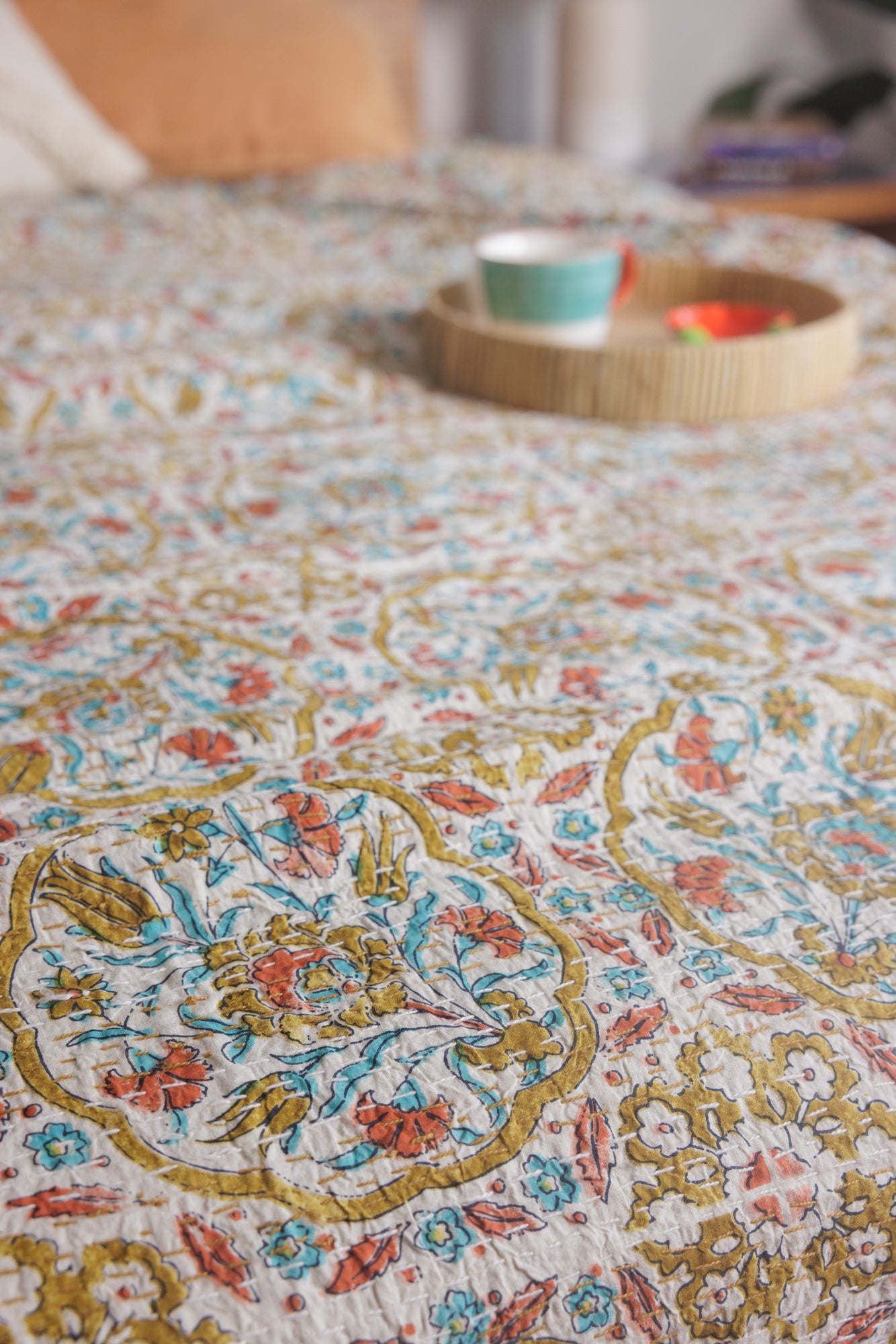 Kantha Quilt Rustic Garden