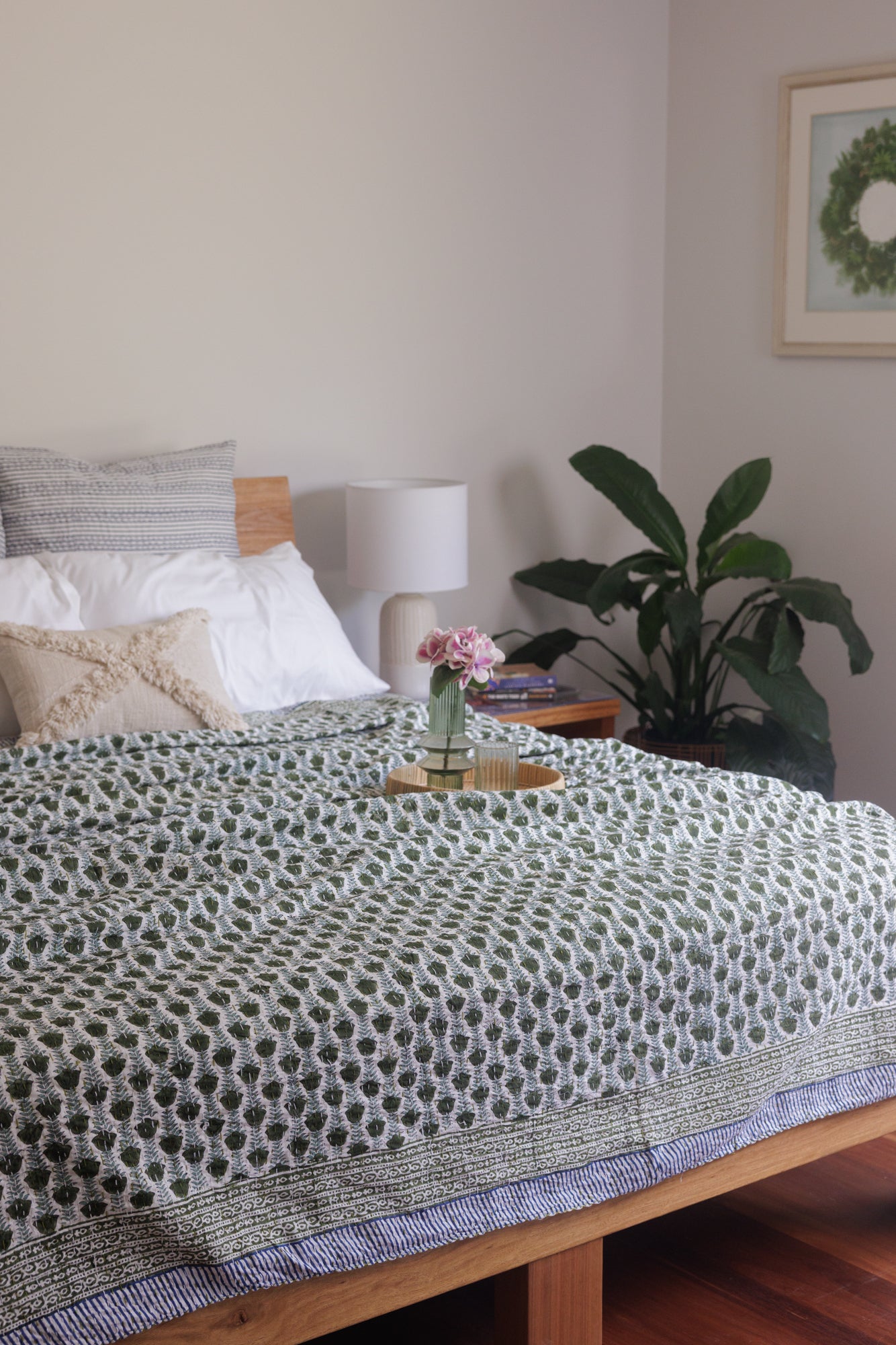 Kantha Quilt Tulipa Greens
