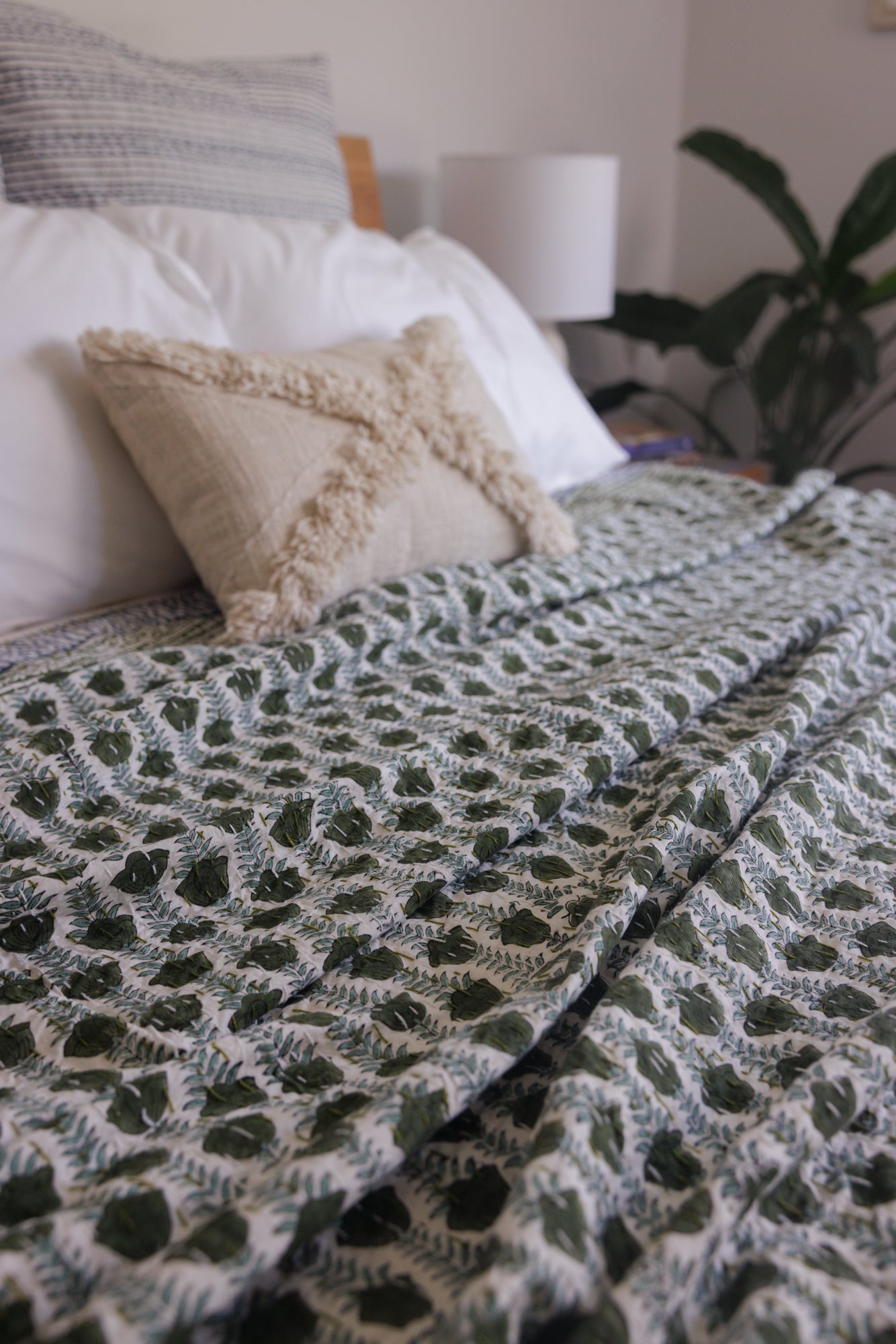 Kantha Quilt Tulipa Greens