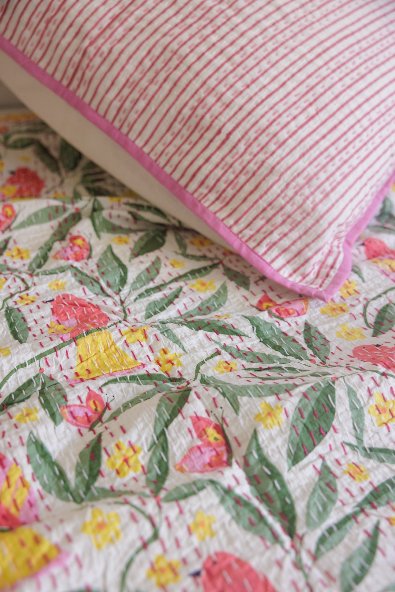 Kantha Quilt Morning Birds