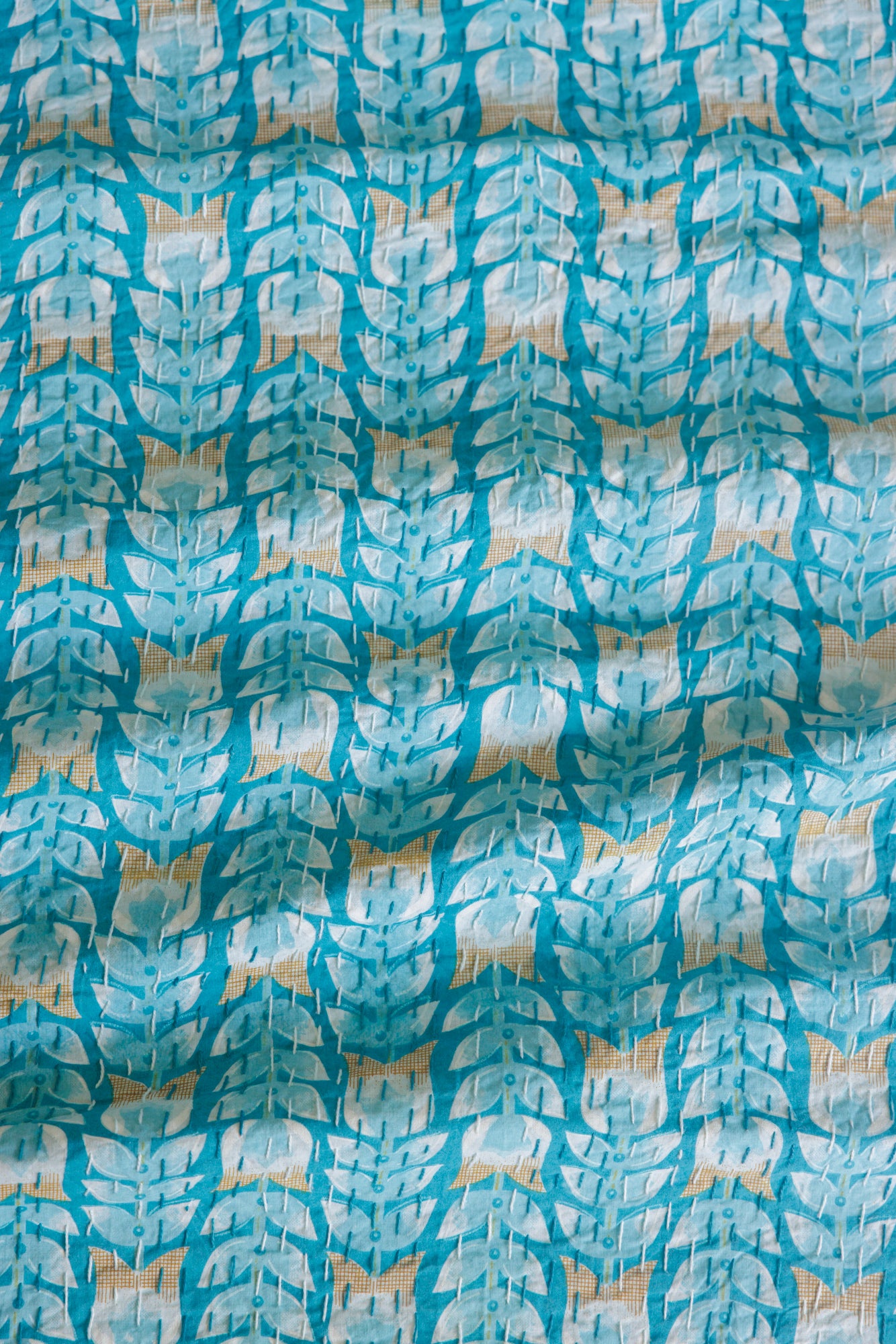 Kantha Quilt Tulipa Turquoise