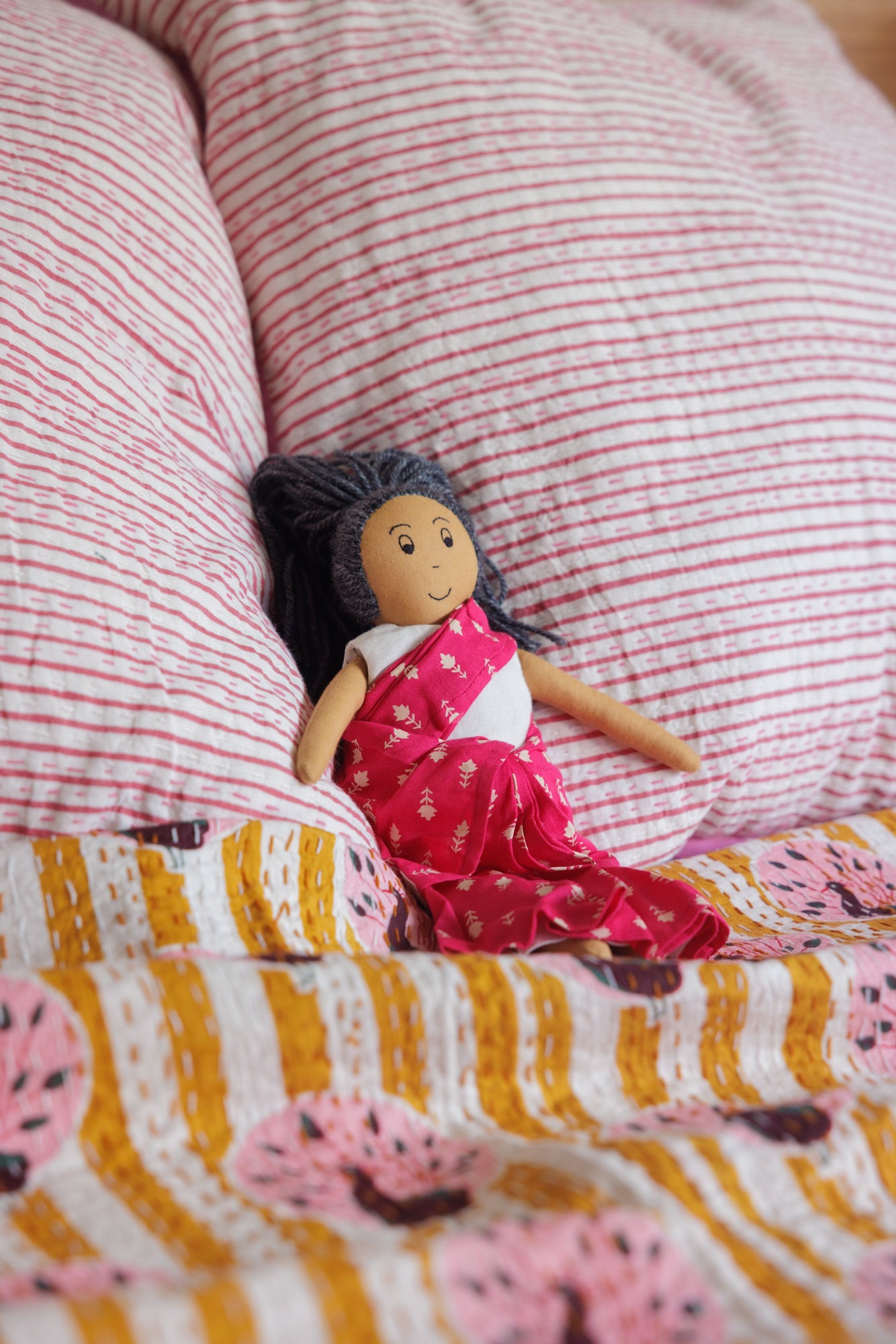 Kantha Quilt Peacock Stripes