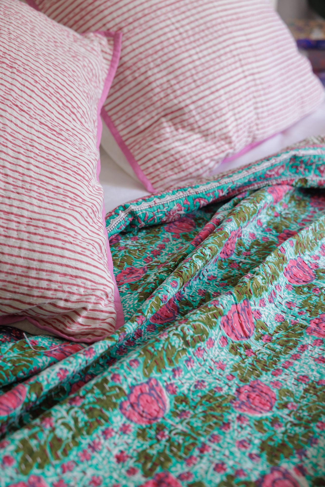 Kantha Quilt Garden Poppies