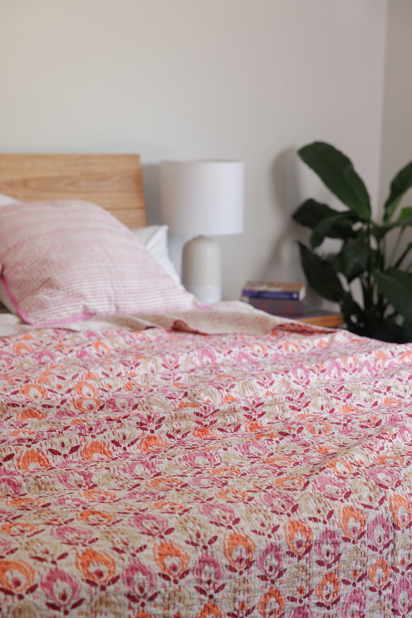 Kantha Quilt Rosebloom Leaves