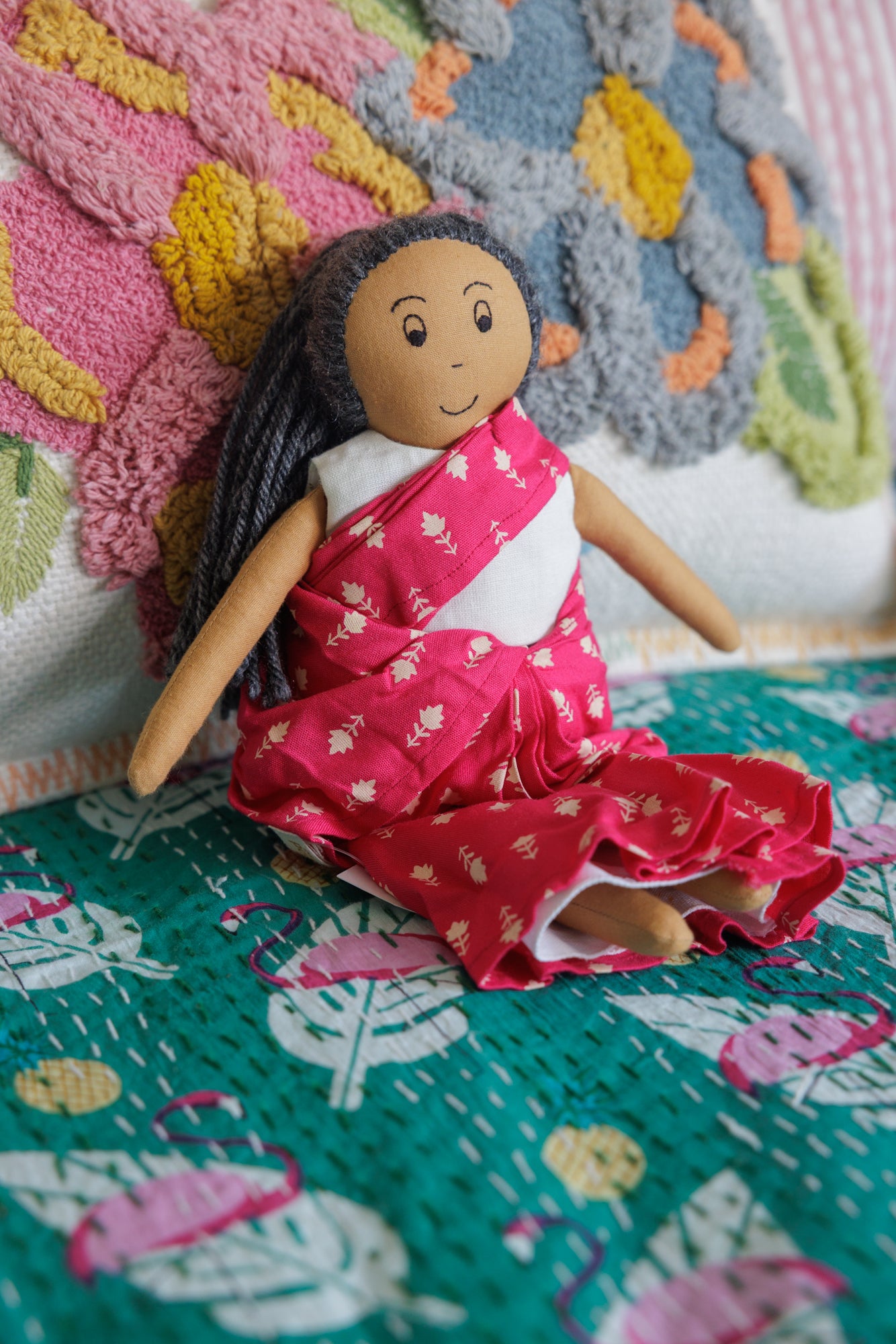 Kantha Quilt Flamingo Forest