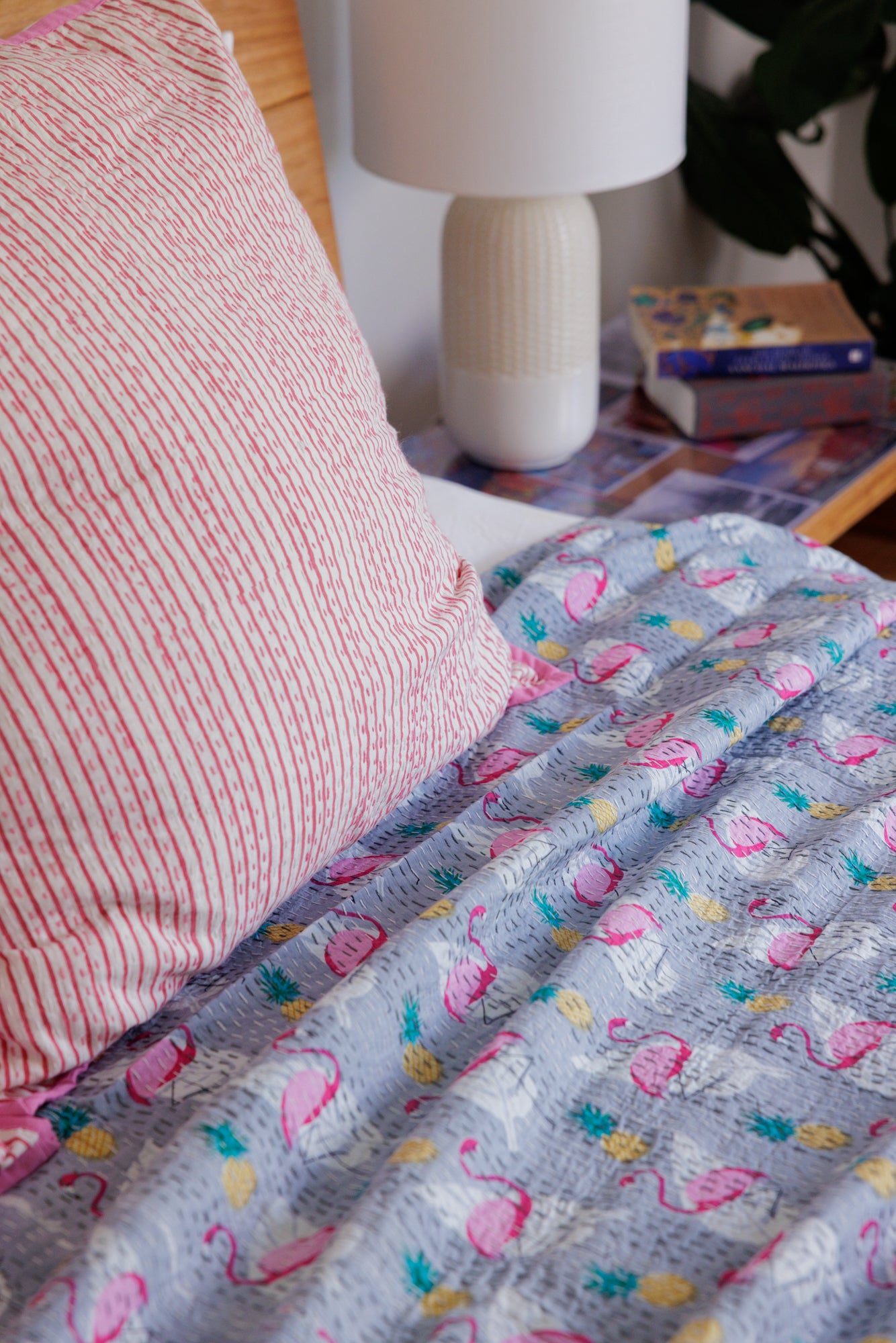 Kantha Quilt Flamingo Moonwalk