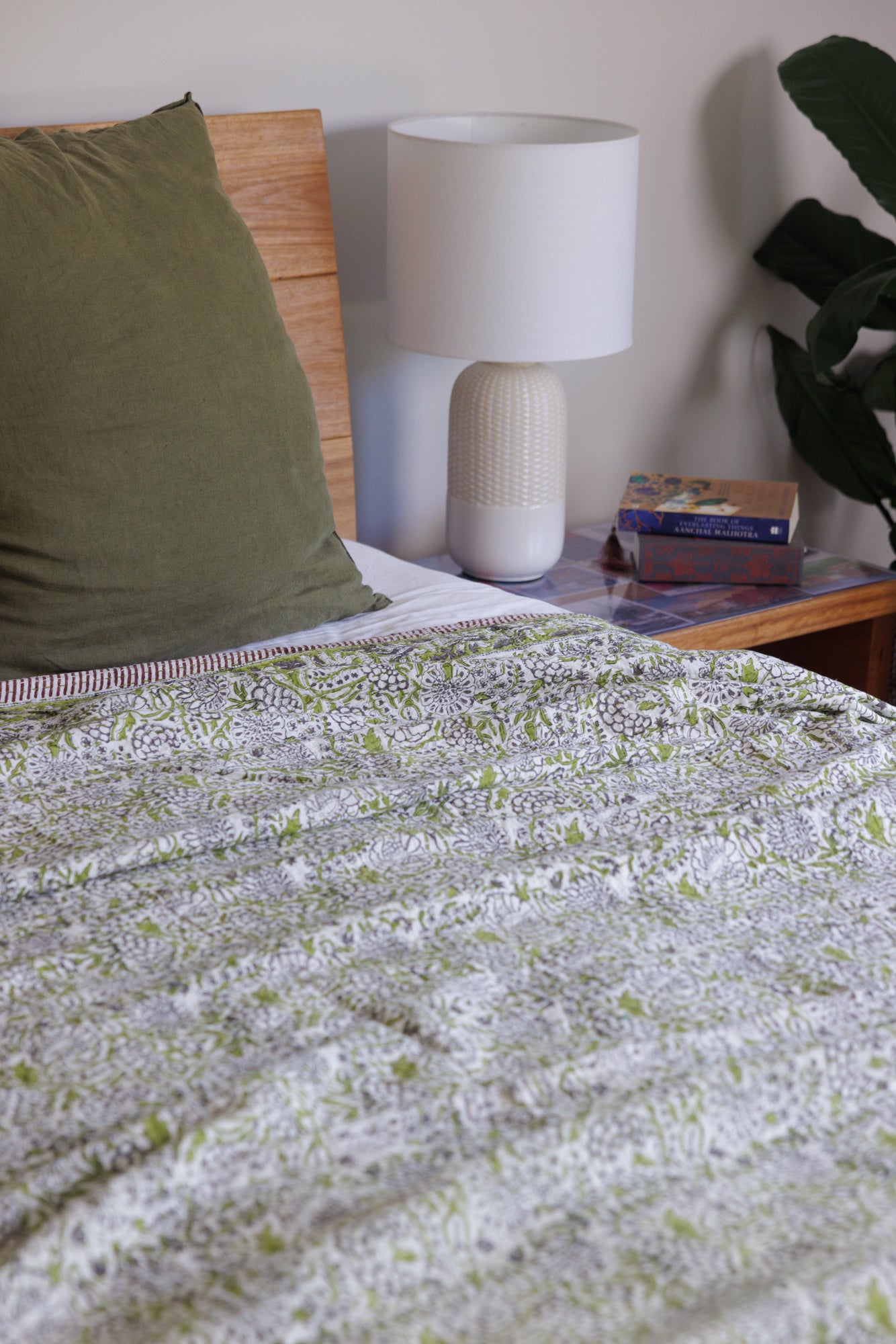 Kantha Quilt Floral Greens