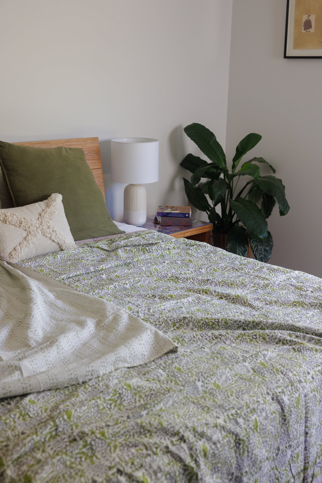 Kantha Quilt Floral Greens