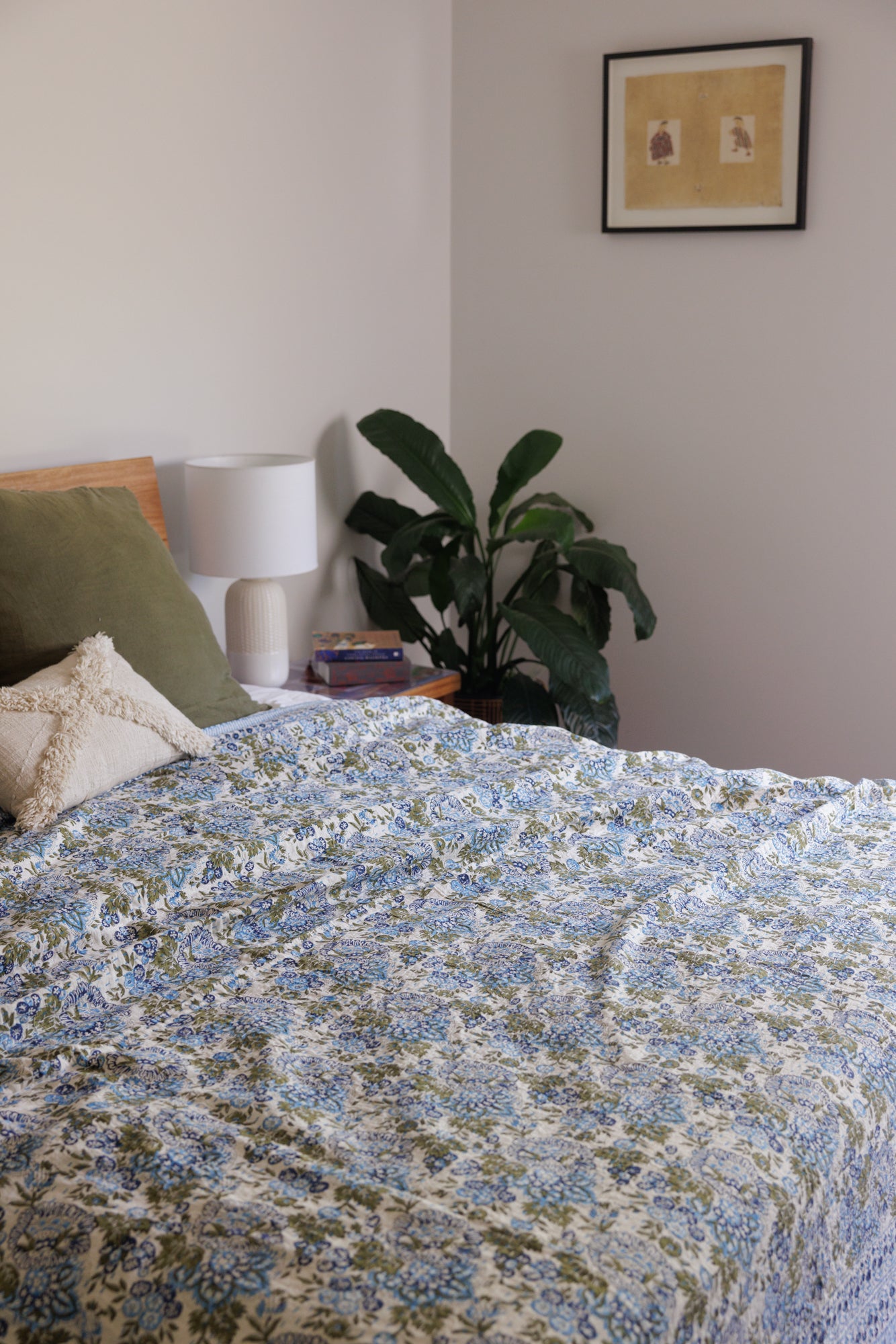 Kantha Quilt Seaside Flowers