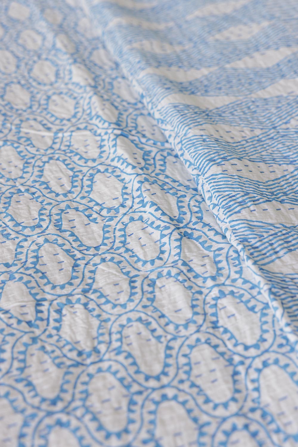 Kantha Quilt Turquoise Geo