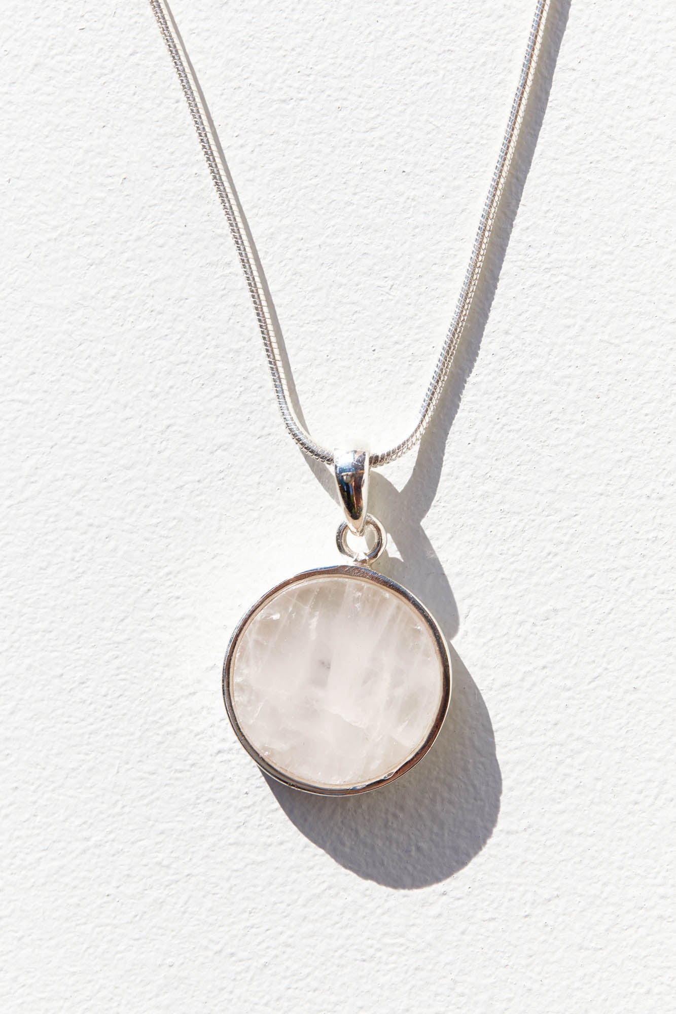 Rose Quartz Round Pendant & Necklace
