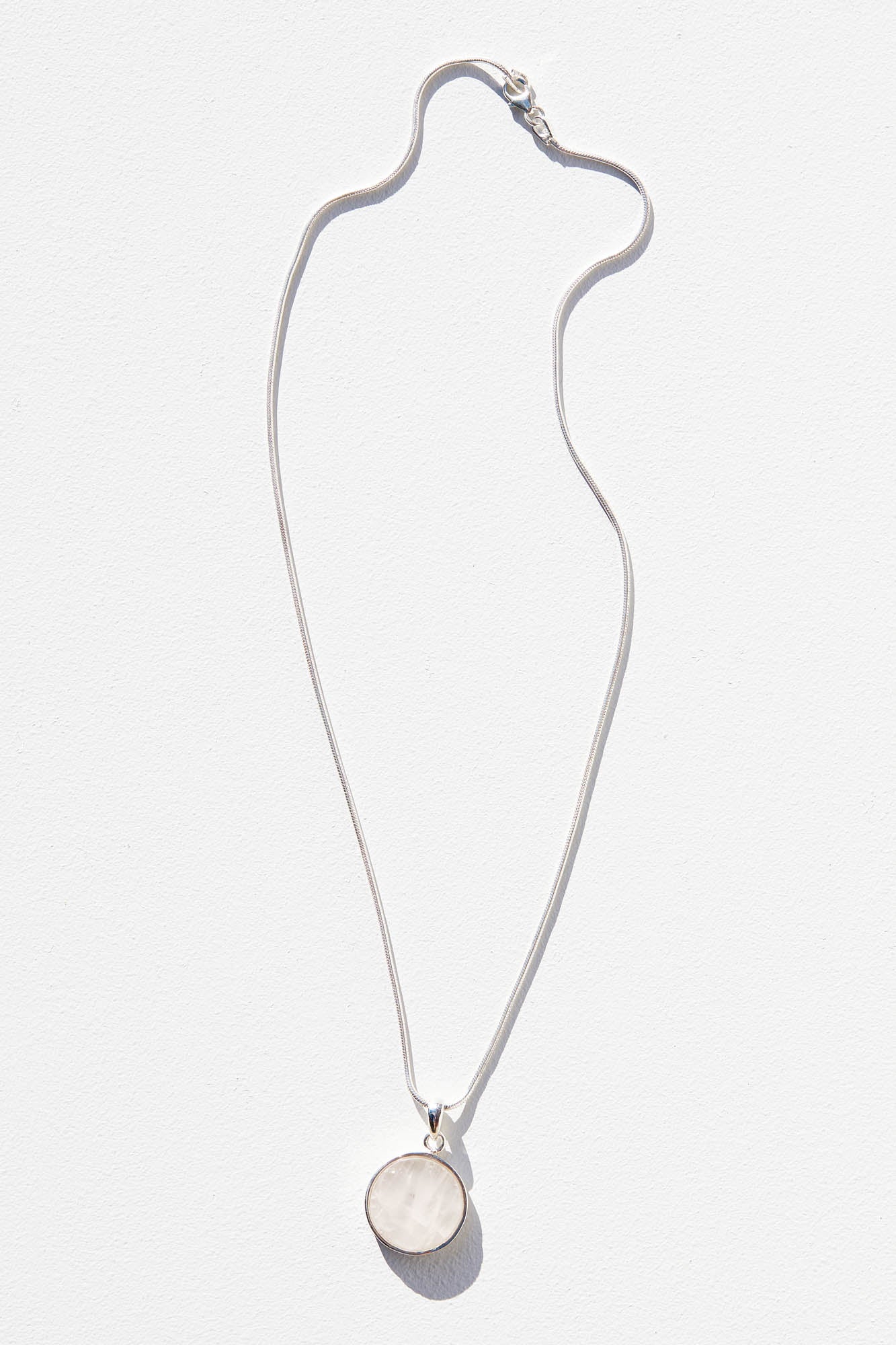 Rose Quartz Round Pendant & Necklace