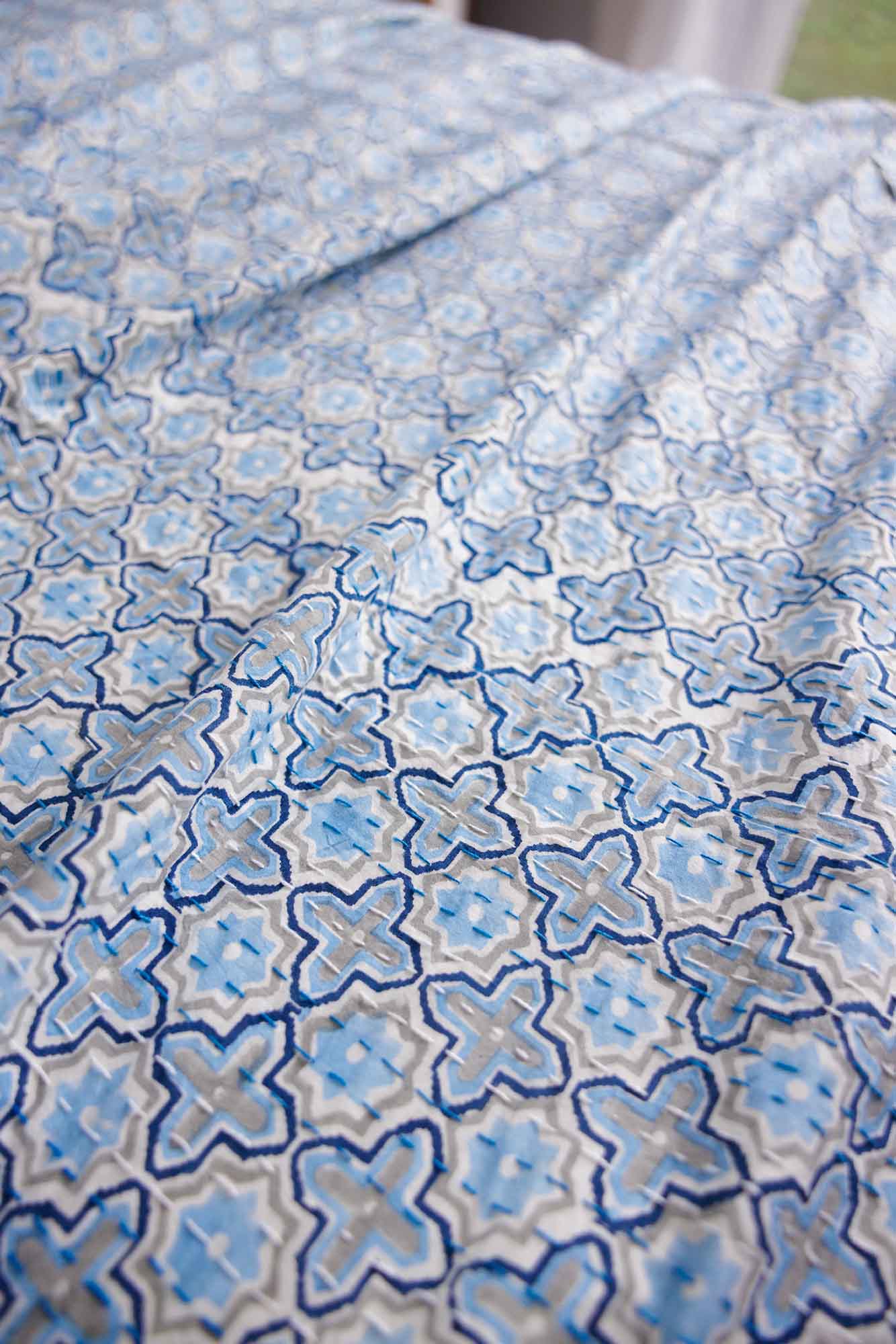 Kantha Quilt Sky Blues