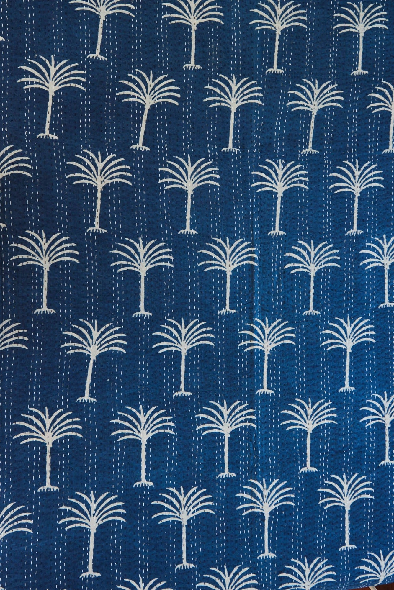 Kantha Quilt Indigo Palms