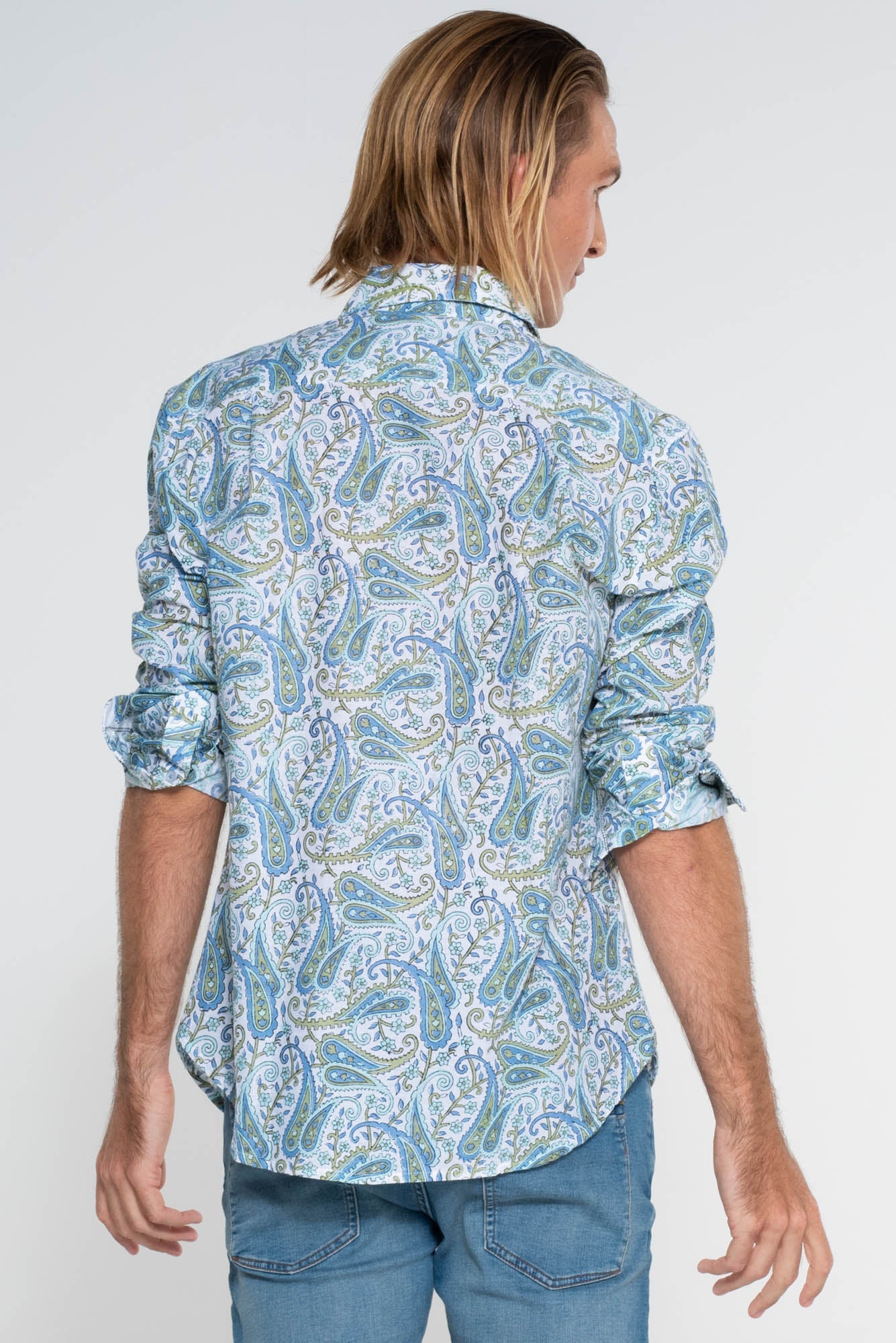 Mr Darcy Mens Shirt Blue Paisley