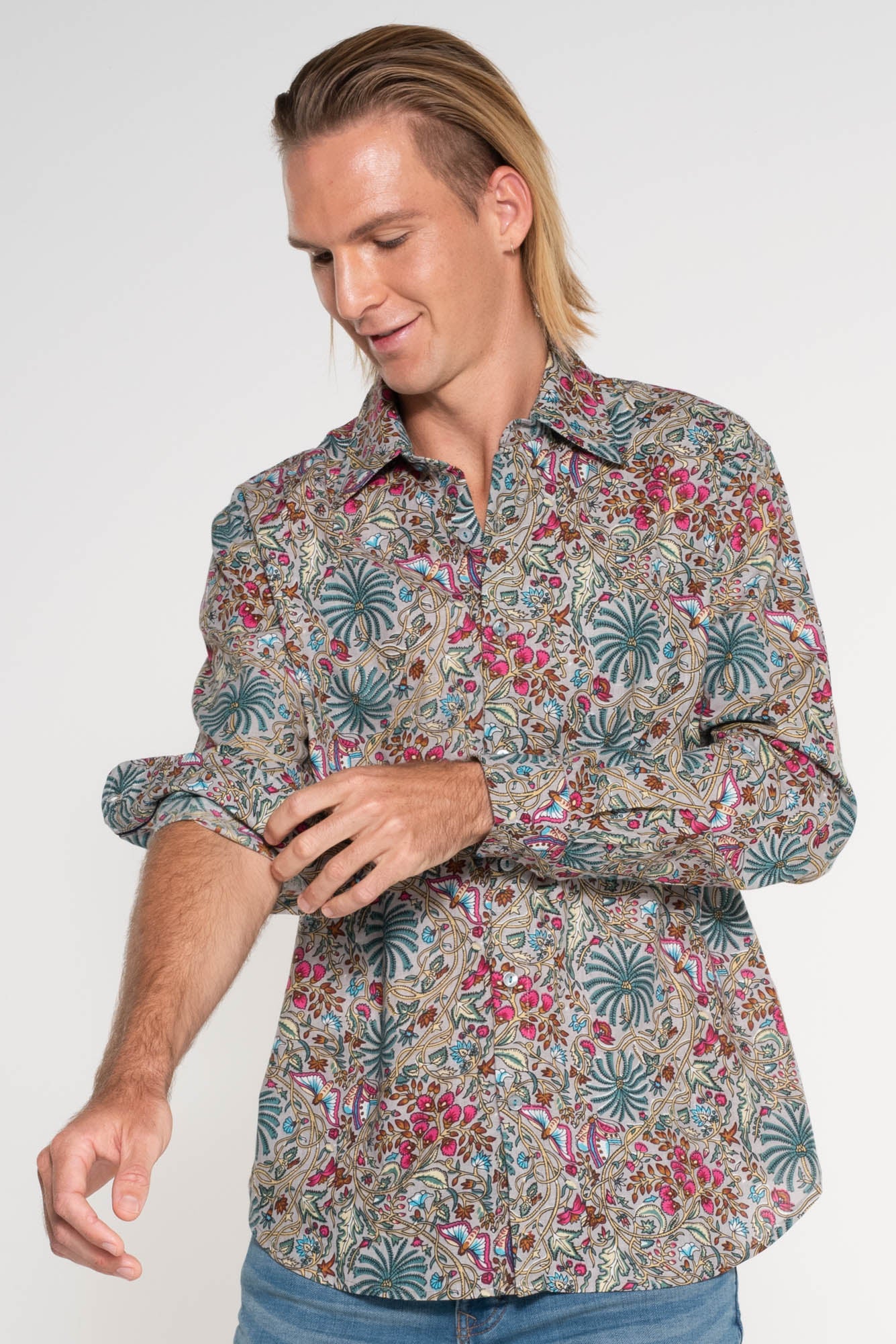 Mr Darcy Mens Shirt Silvery Butterfly