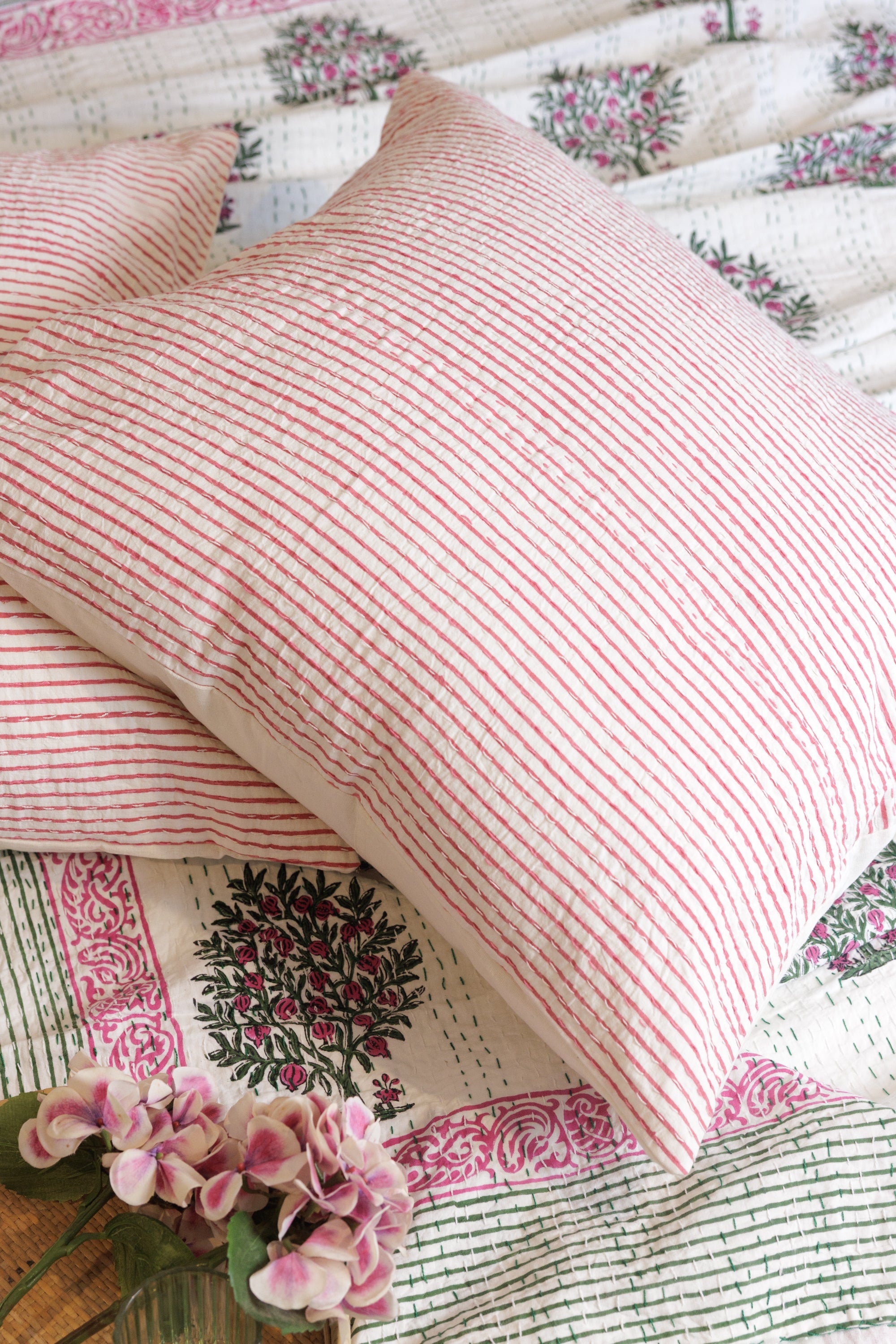 Kantha European Pillowcase Rose Pink