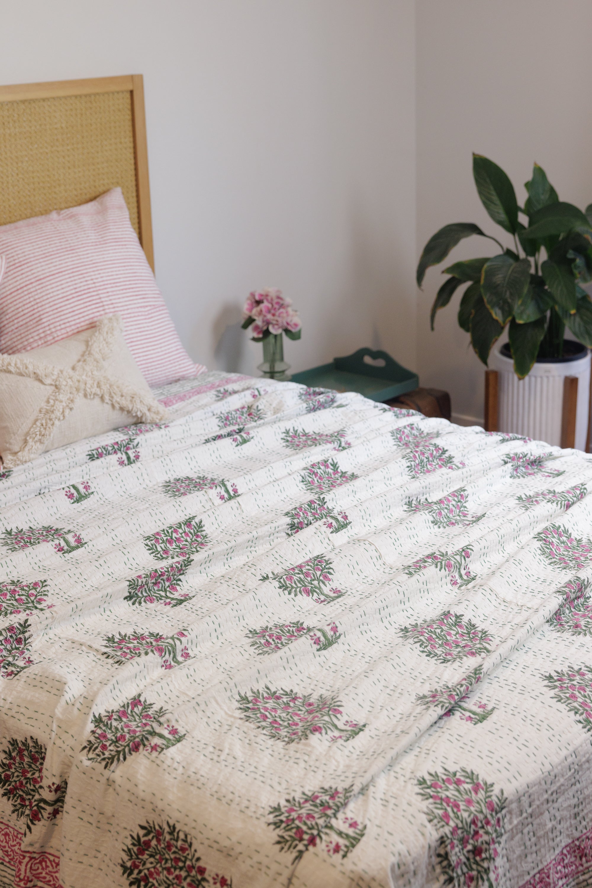 Kantha European Pillowcase Rose Pink