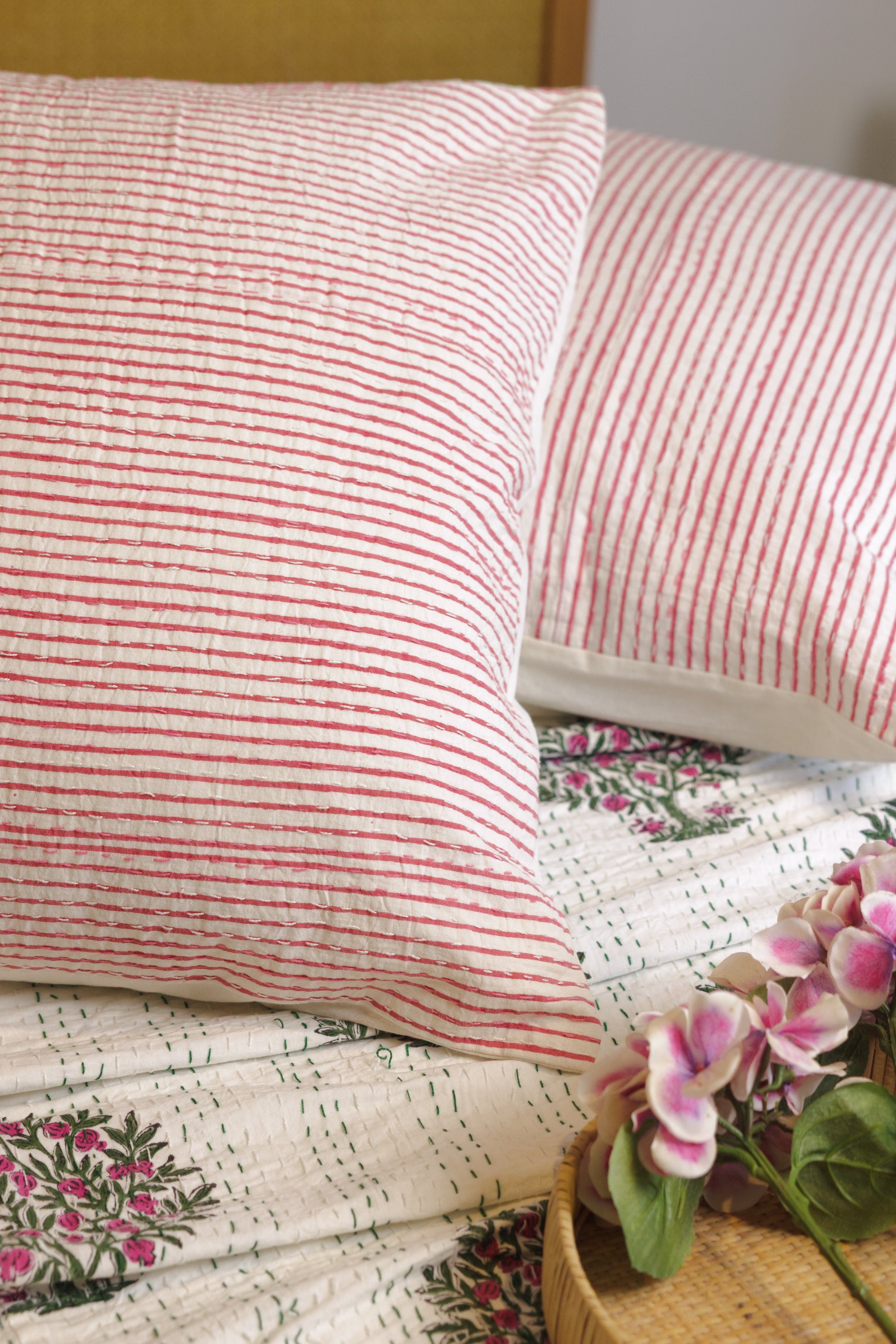 Kantha European Pillowcase Rose Pink
