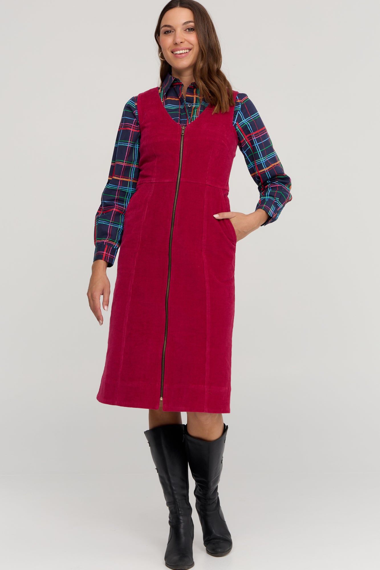 Ashton Pinafore Garnet Red