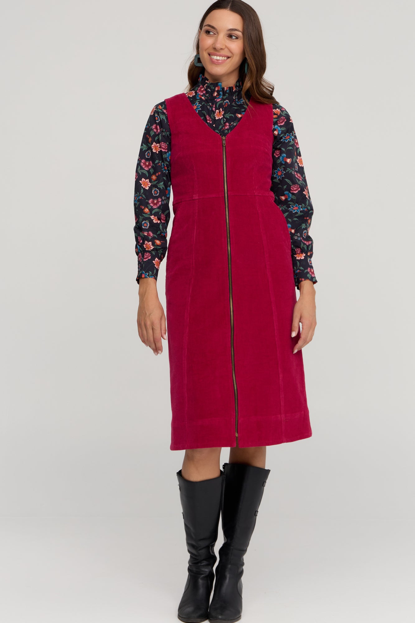 Ashton Pinafore Garnet Red