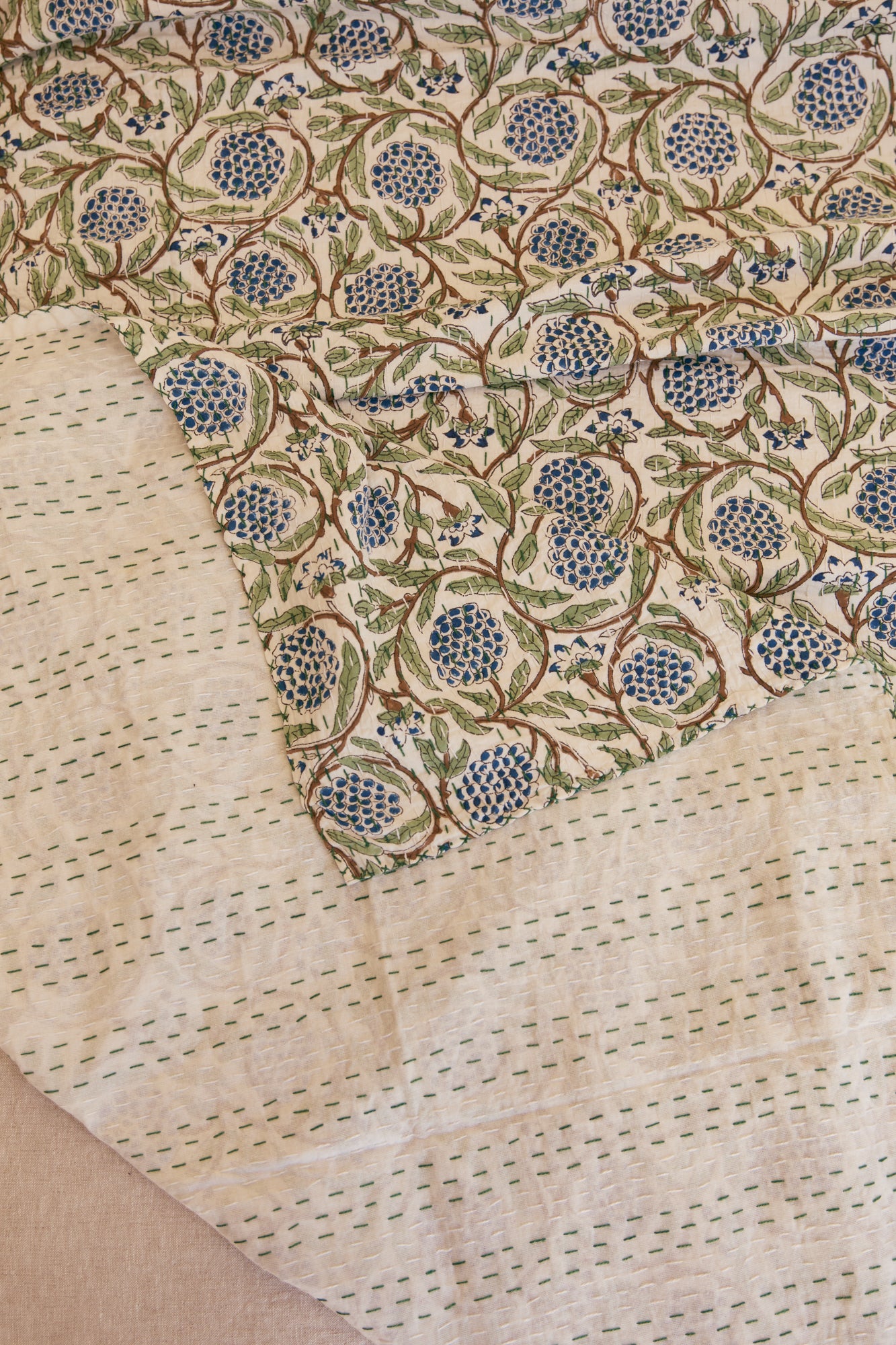 Kantha Quilt Vignoble Bleu