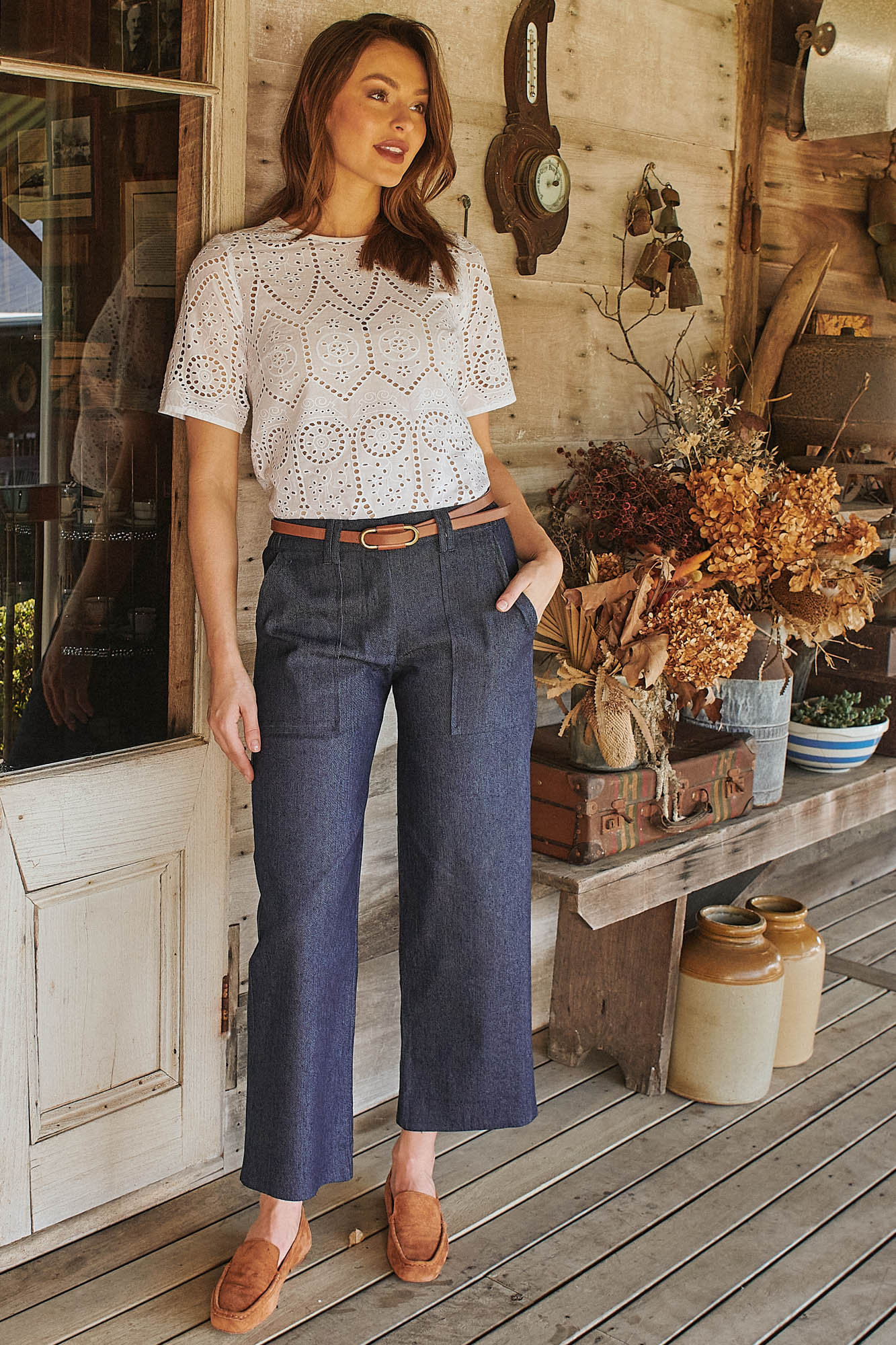 Delilah Top White Embroidery