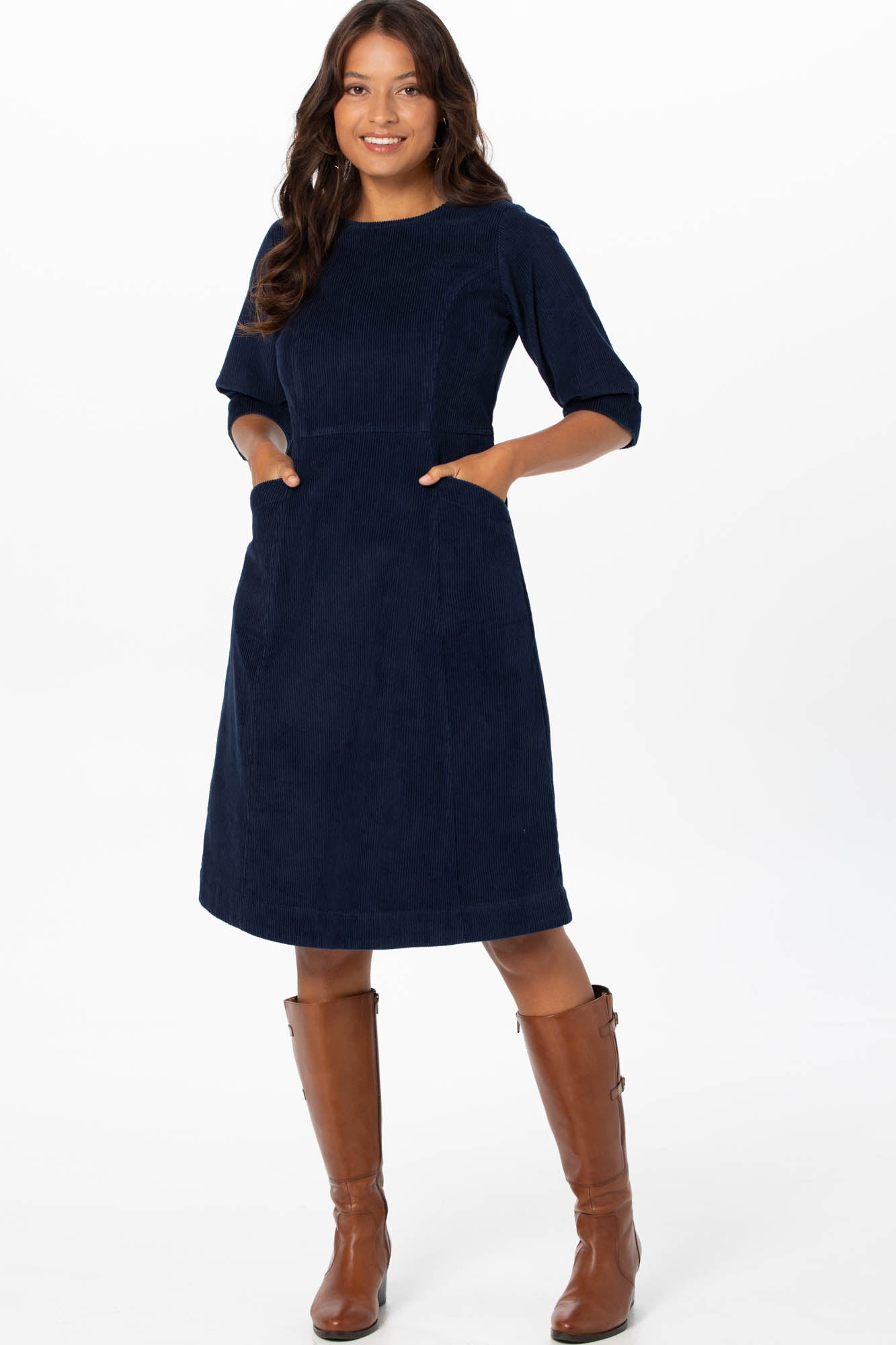 Bowie Dress Navy Corduroy