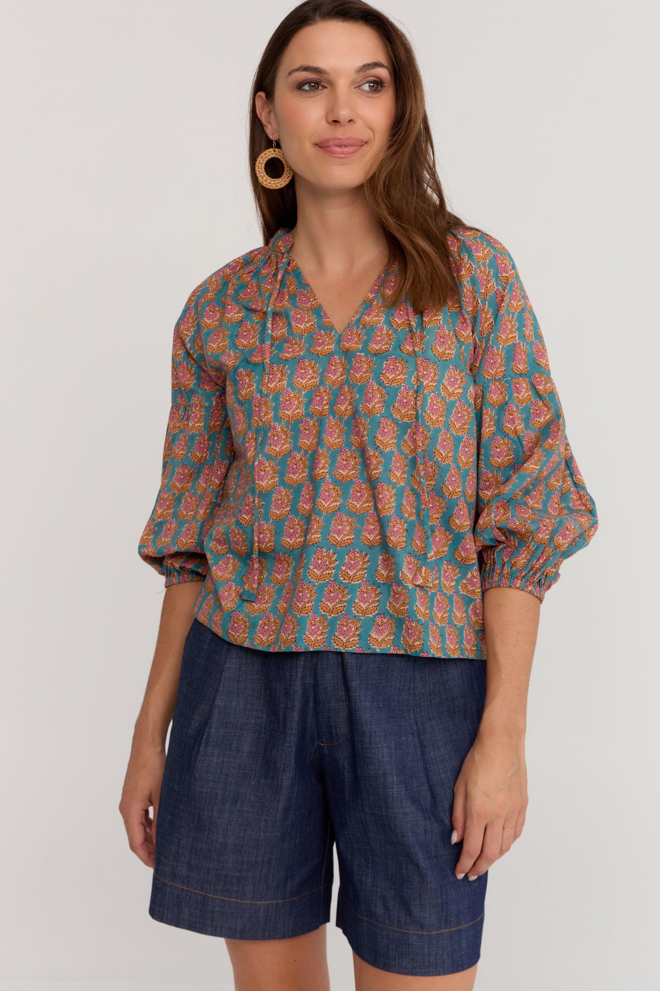 Carey Shirt Turquoise Meadow
