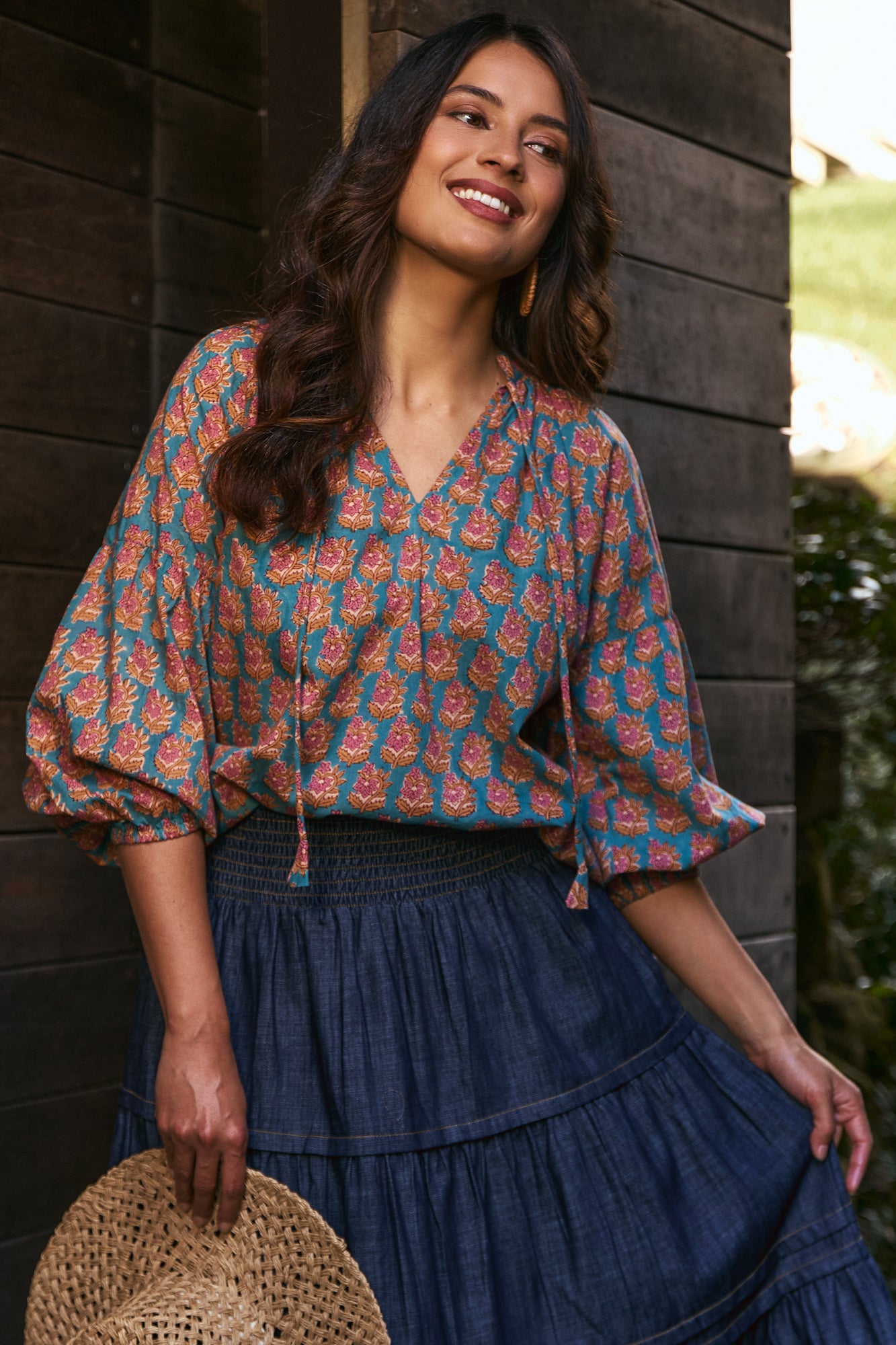Carey Shirt Turquoise Meadow
