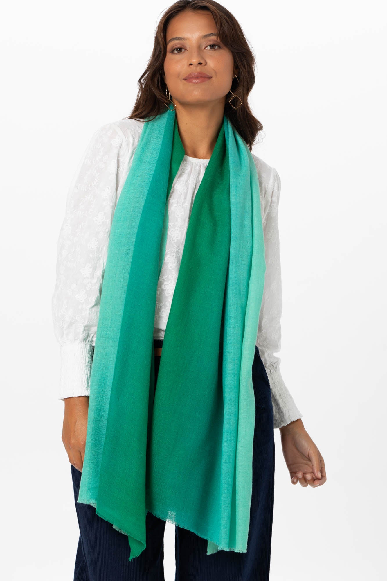 Cashmere Scarf Green Ombre