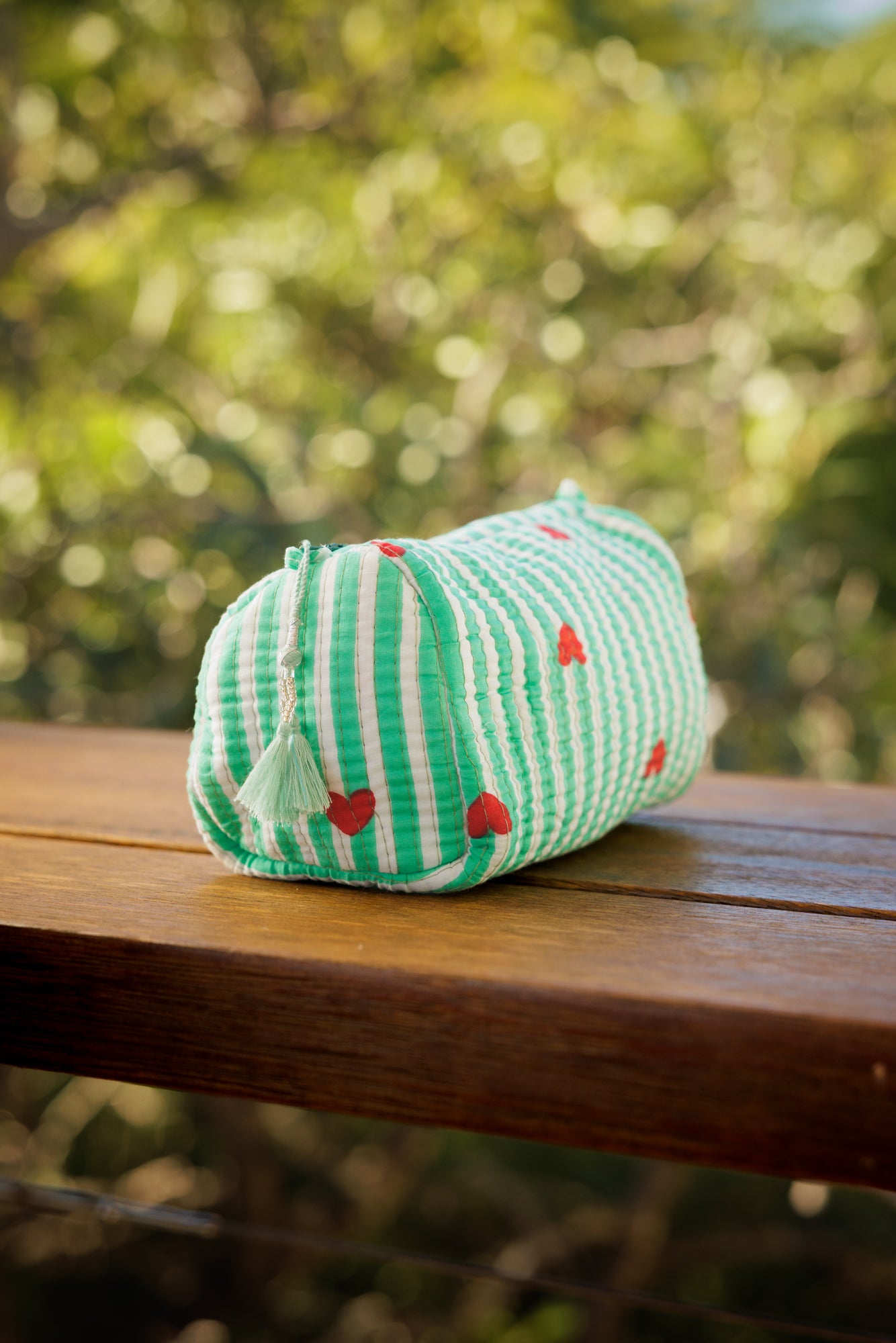 Cosmetic Bag Spring Green Hearts