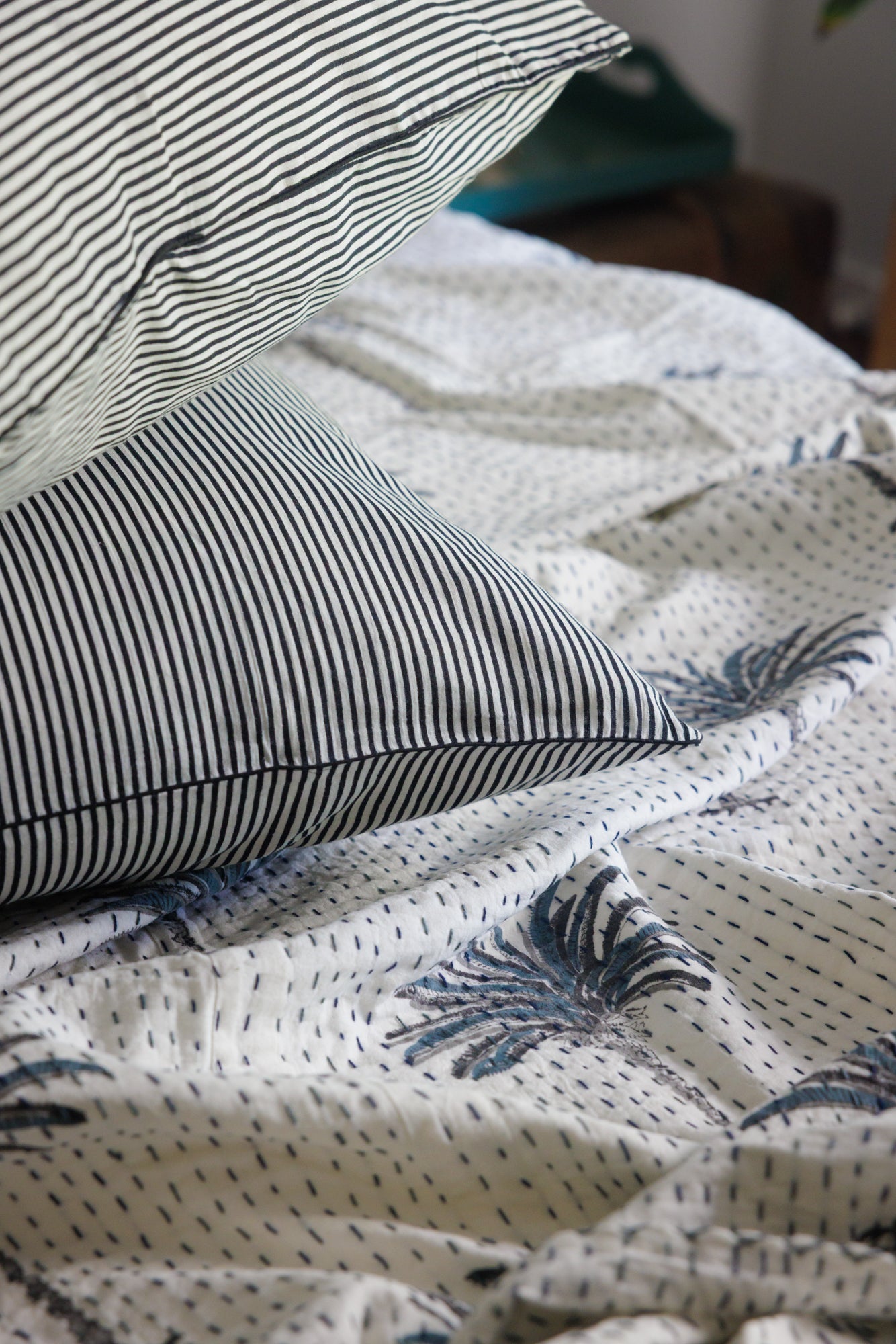 European Pillowcase Midnight Stripes