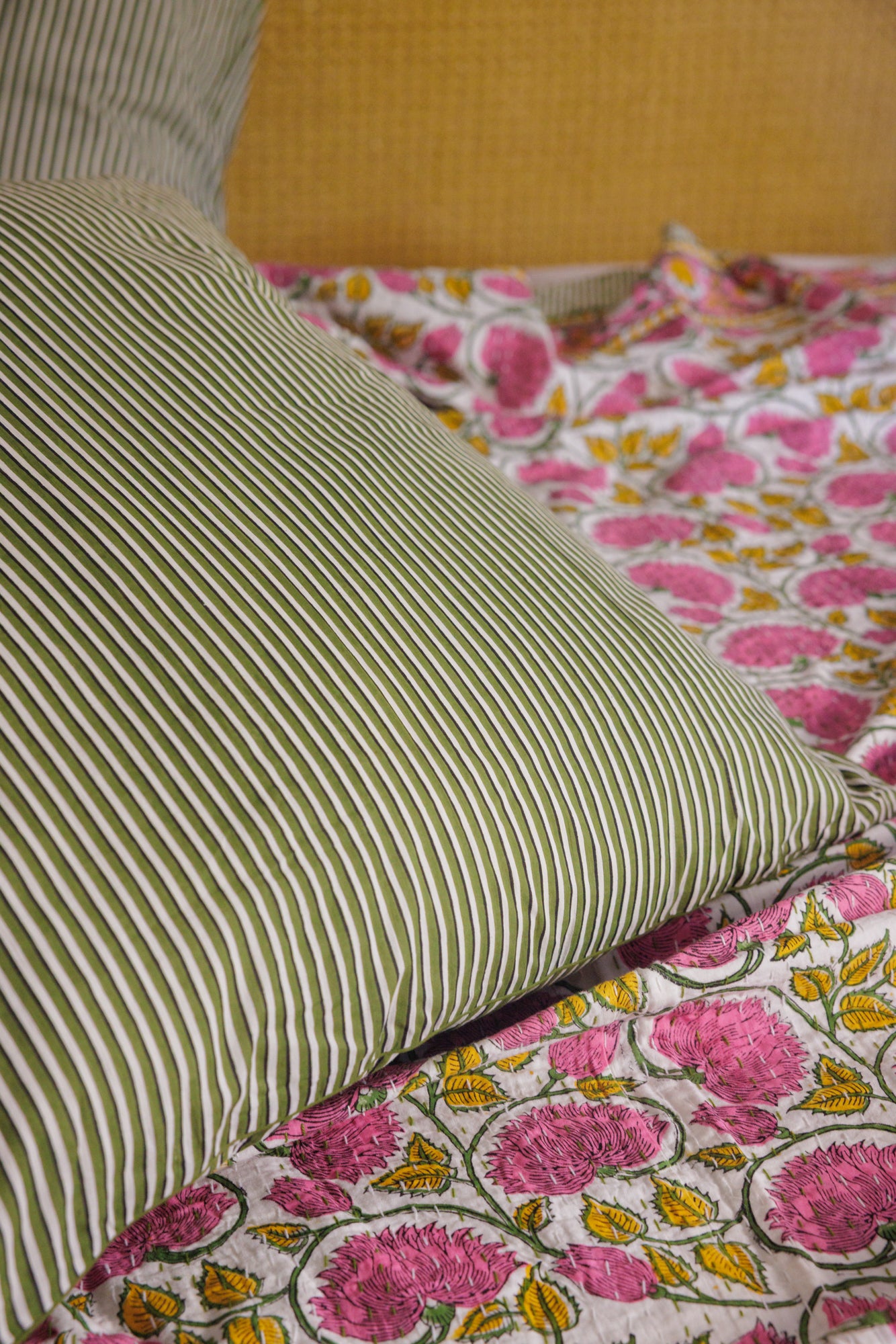 European Pillowcase Olive Stripes