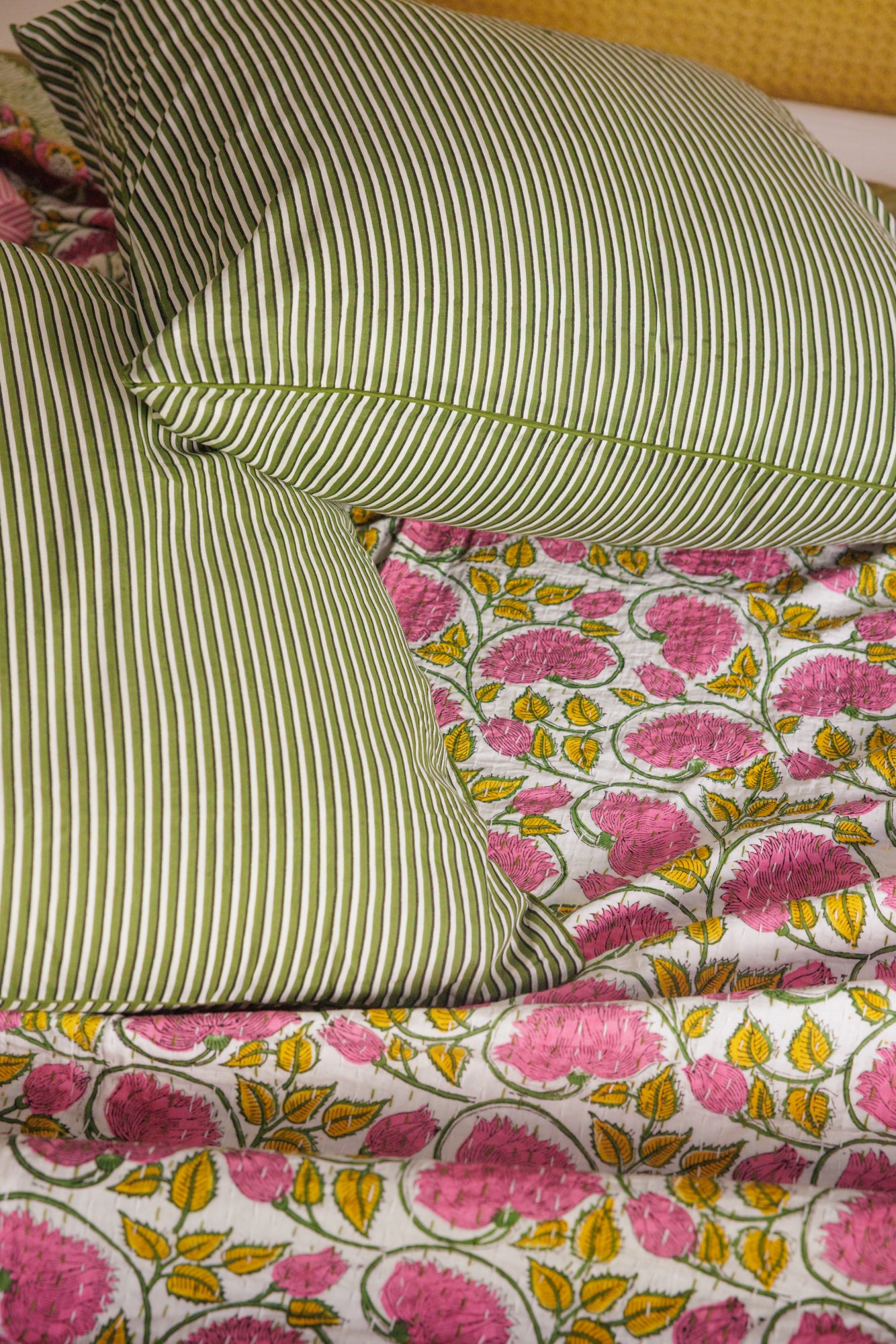European Pillowcase Olive Stripes