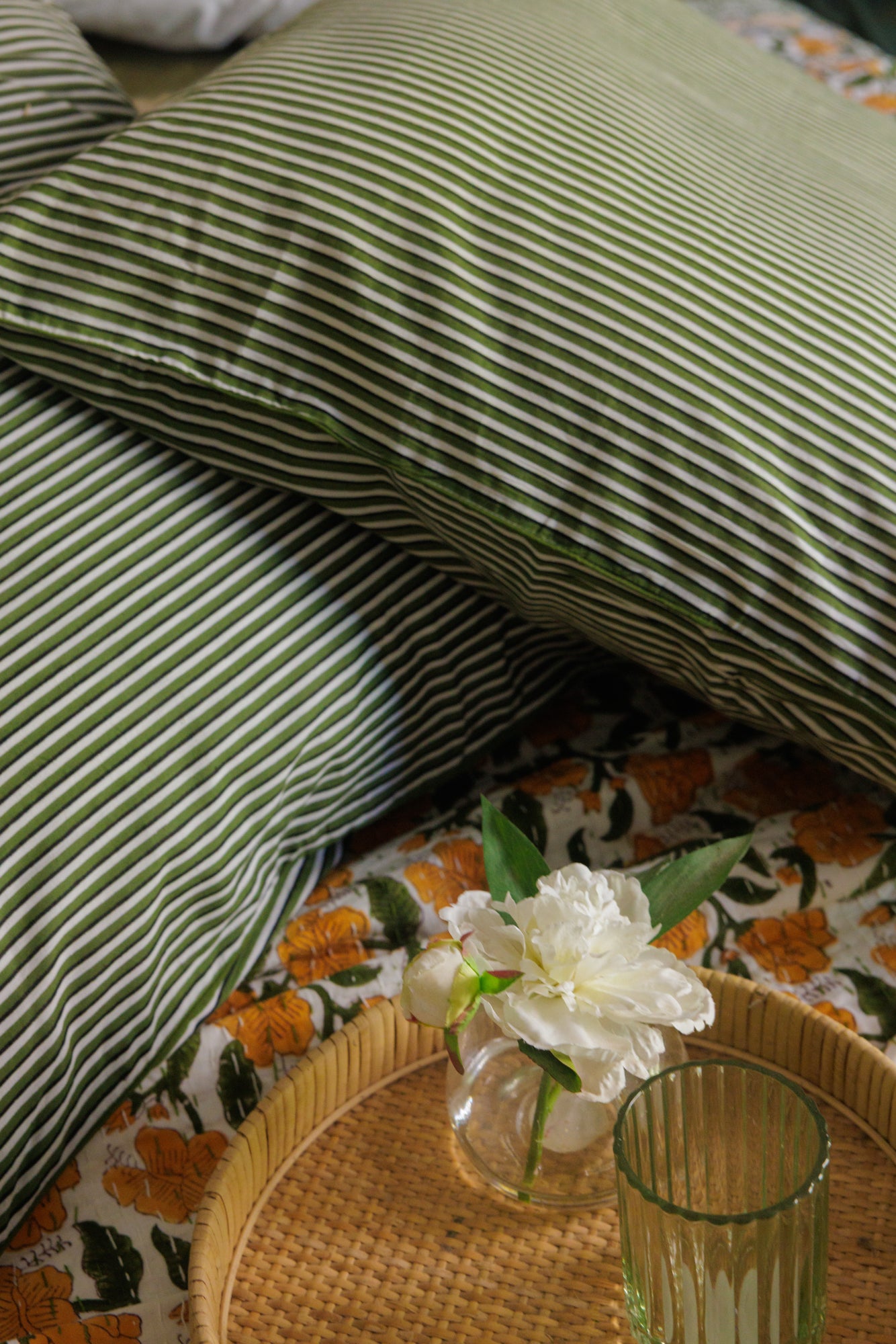 European Pillowcase Olive Stripes