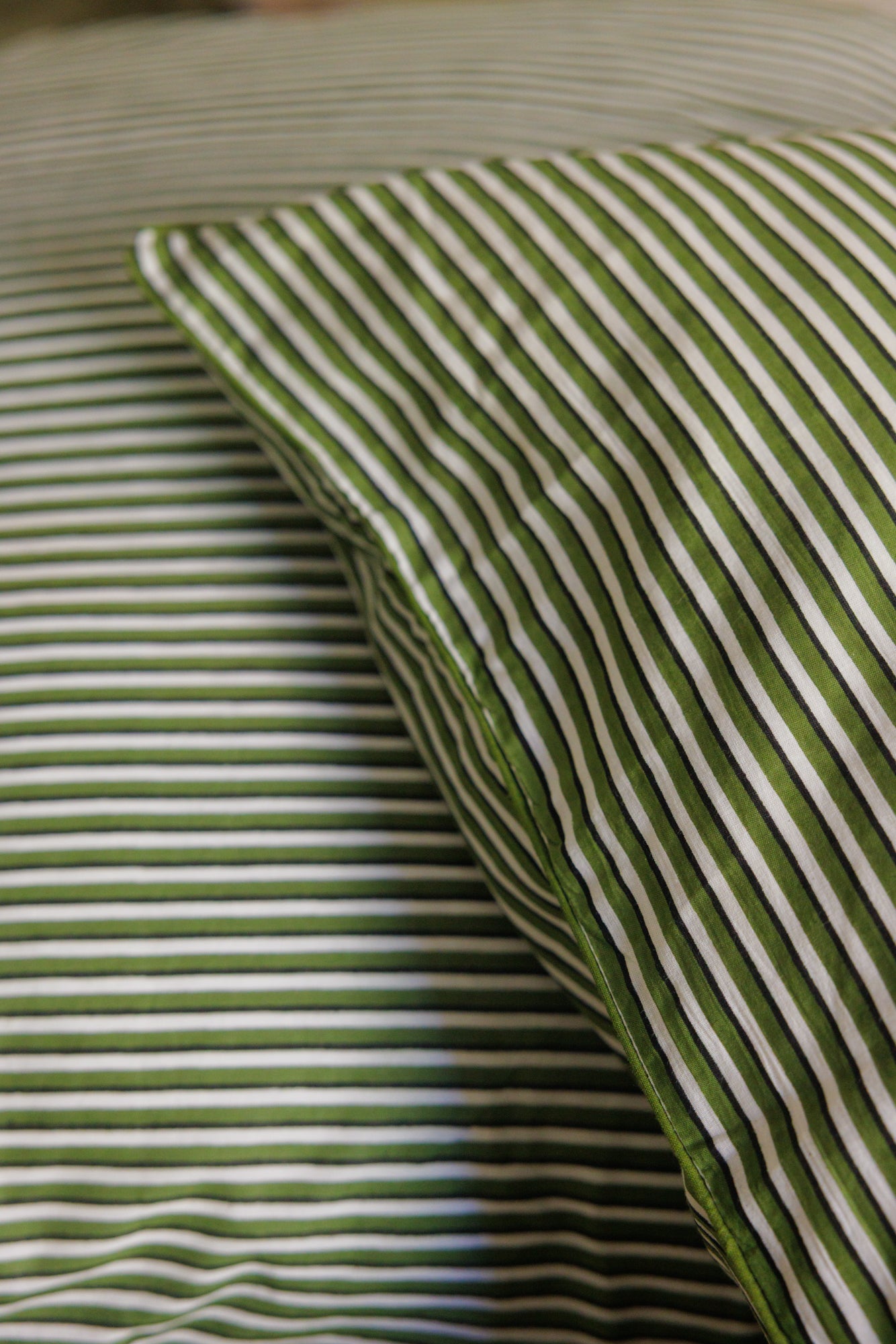 European Pillowcase Olive Stripes