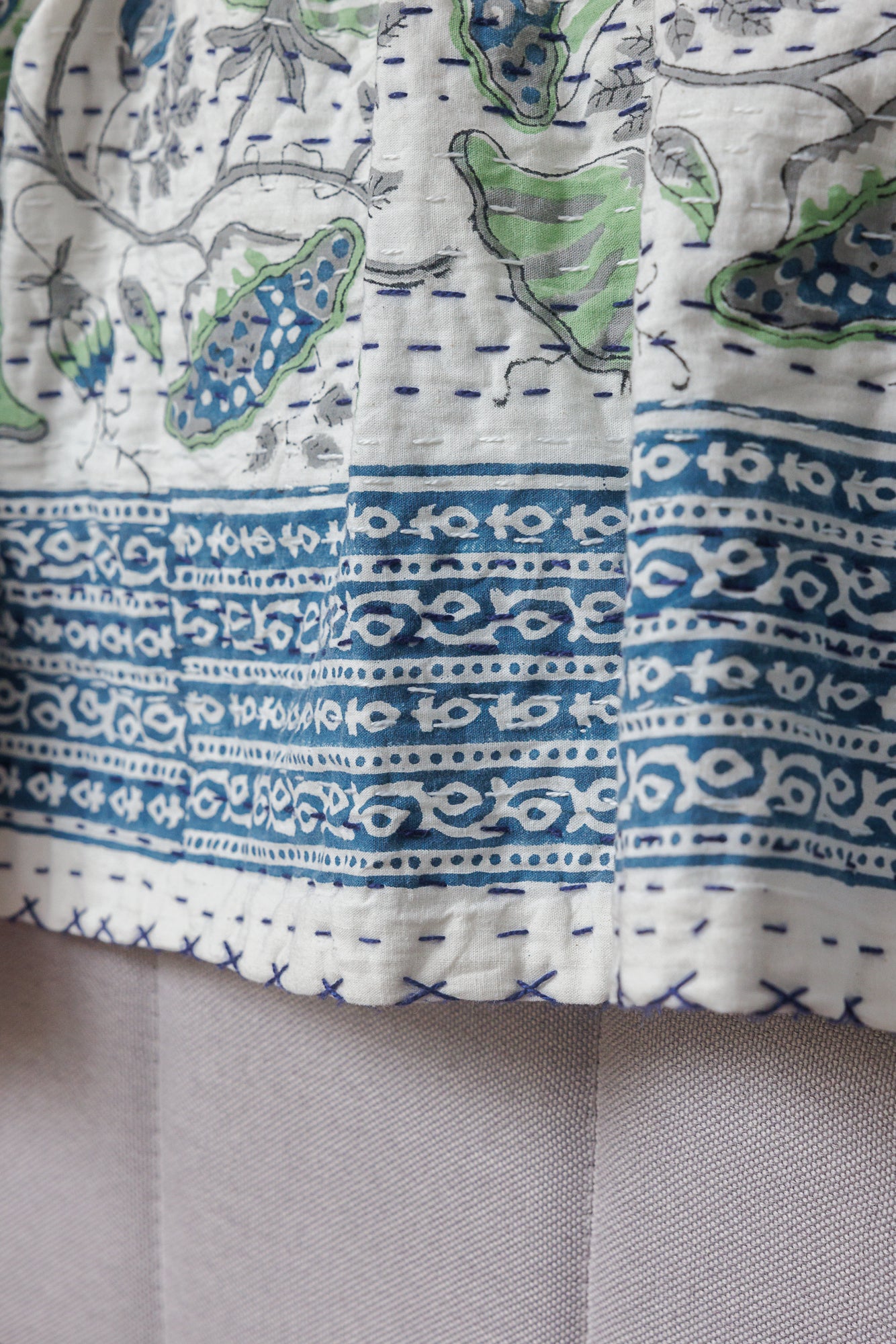 Kantha Quilt Floral Mint