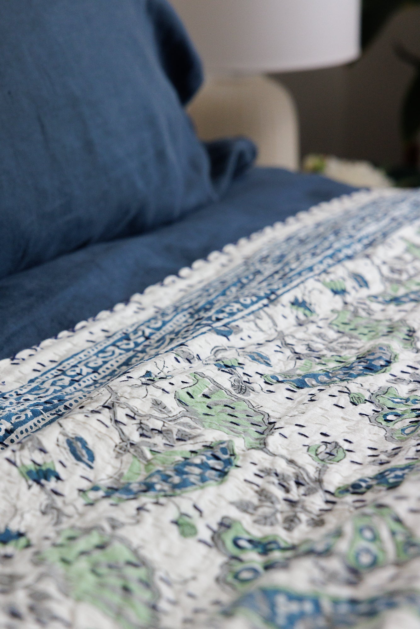 Kantha Quilt Floral Mint